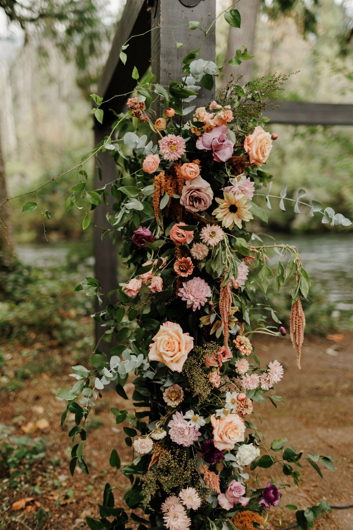 peach tan and pink flowers