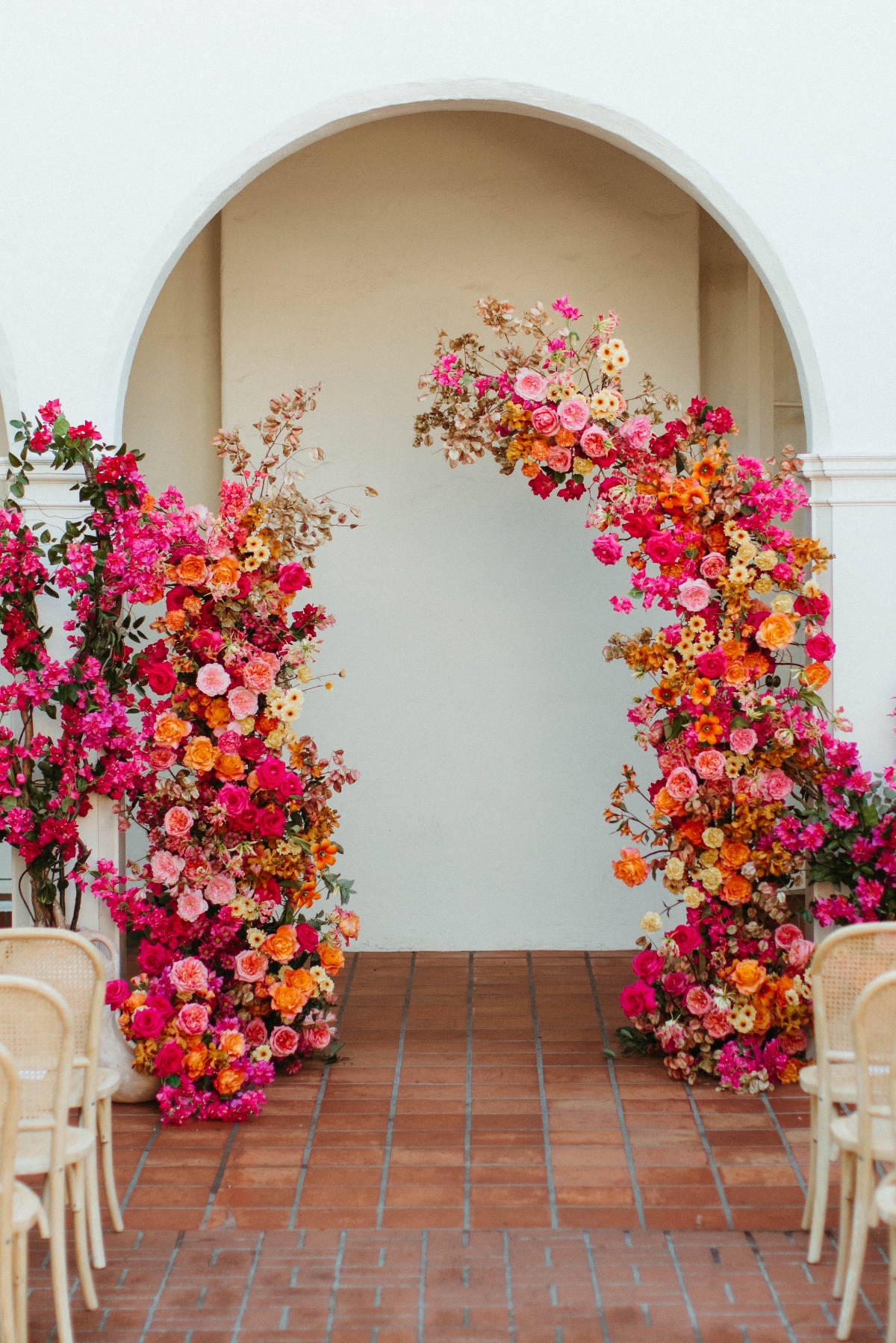 orange and pink floral towers