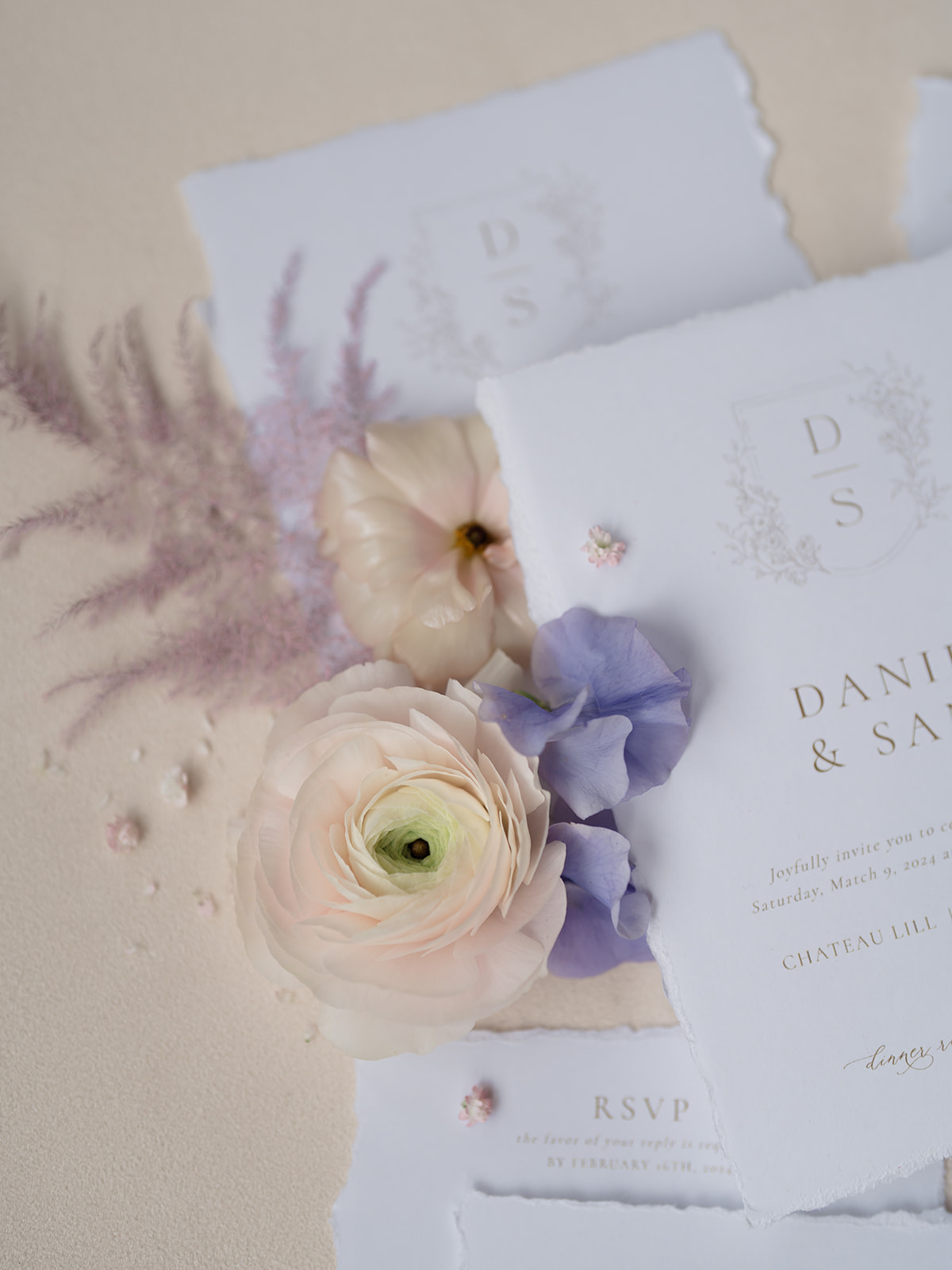 neutral wedding invitation suite