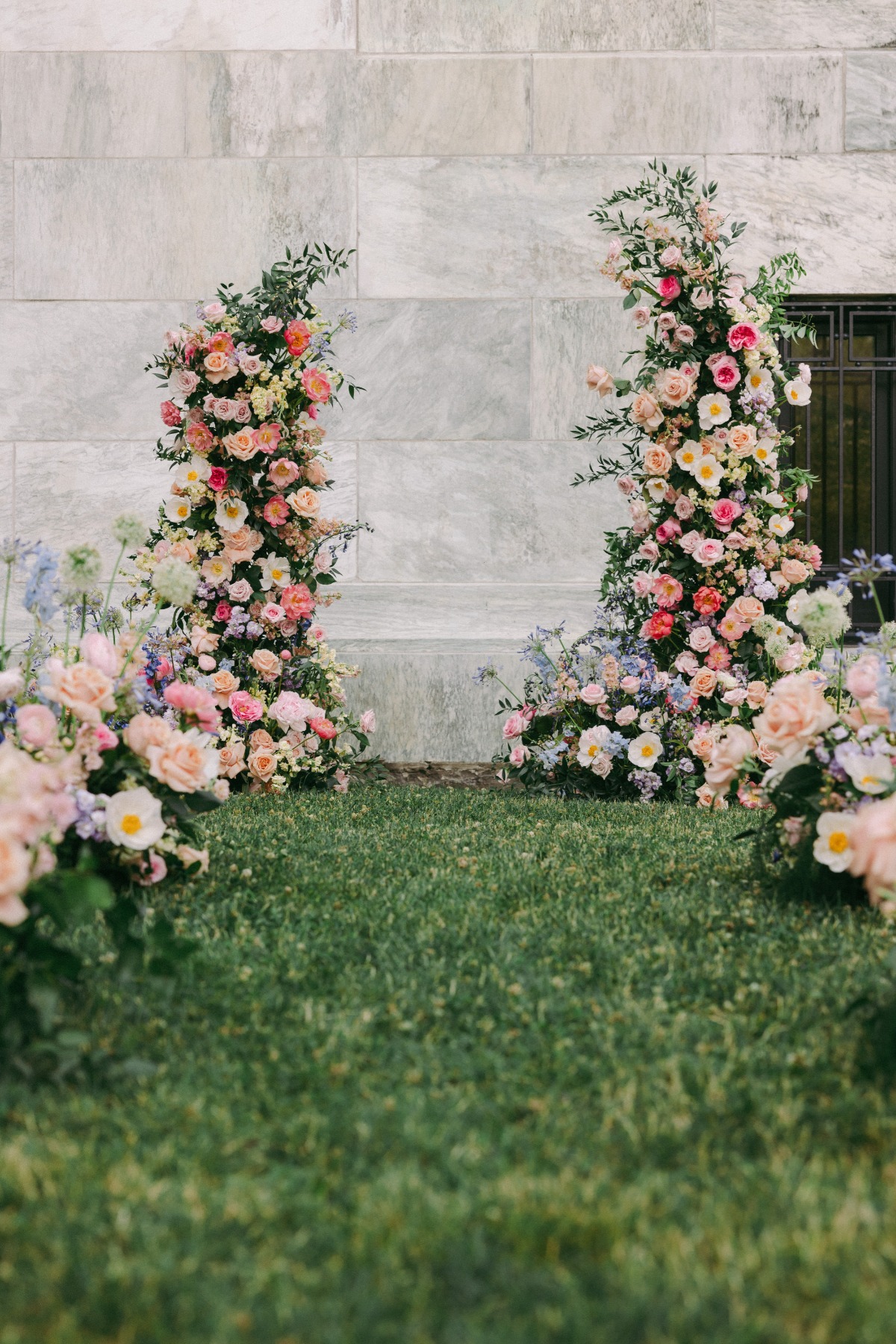 pink peony wedding floral arch ideas