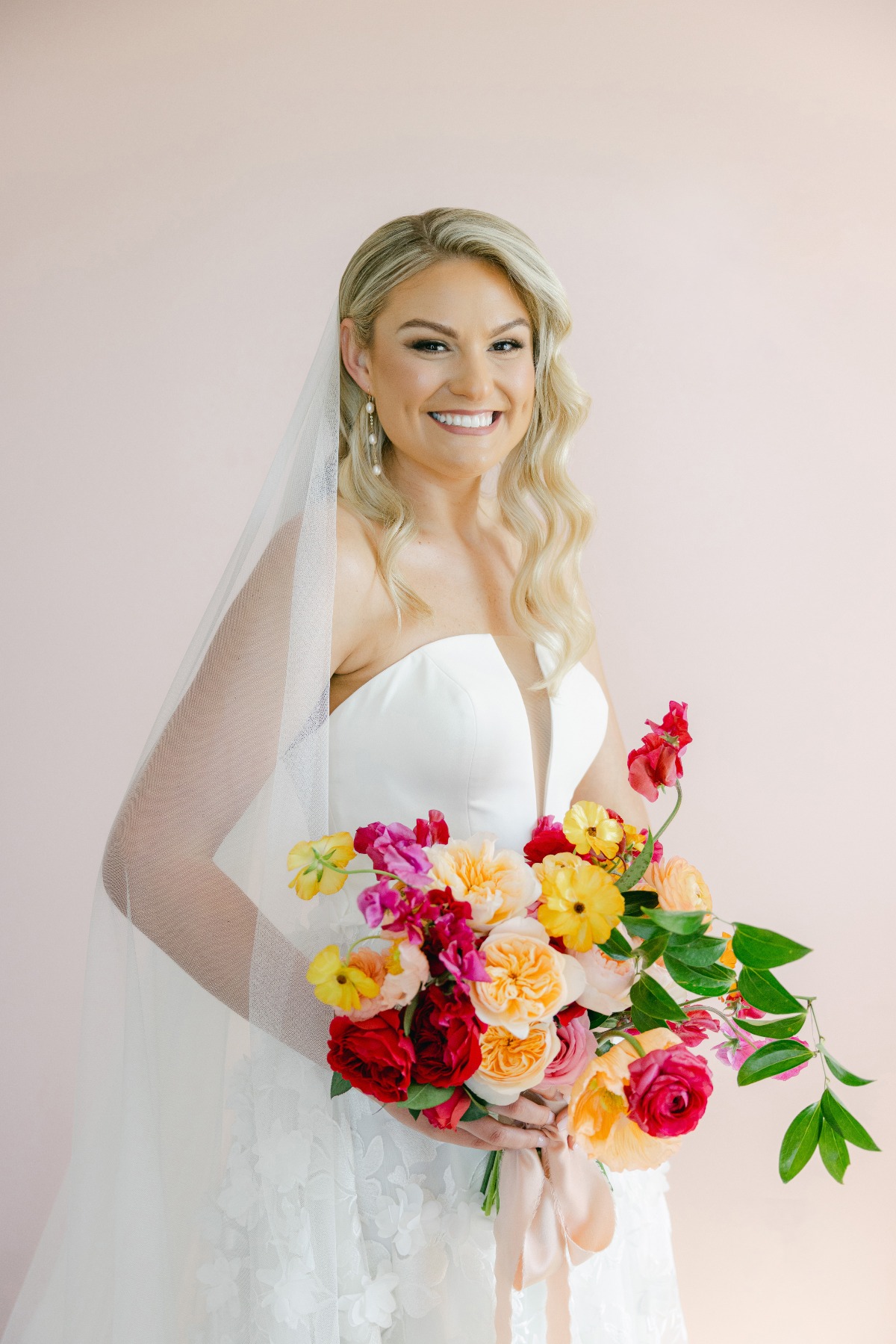 red pink and yellow bouquet