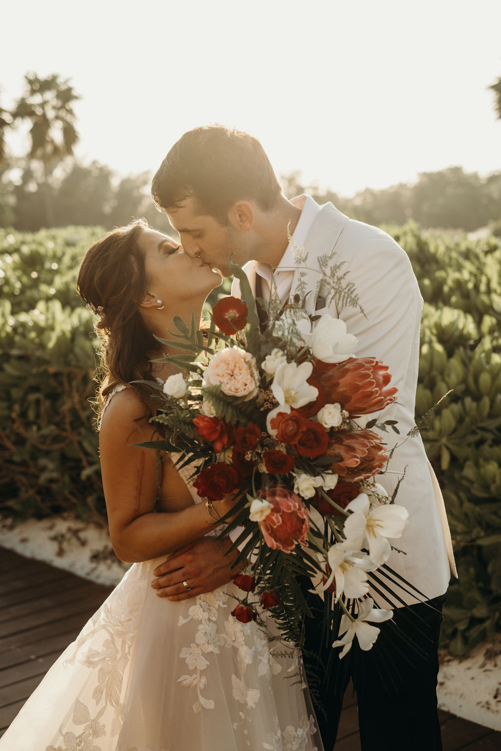 deep red tropical bouquet