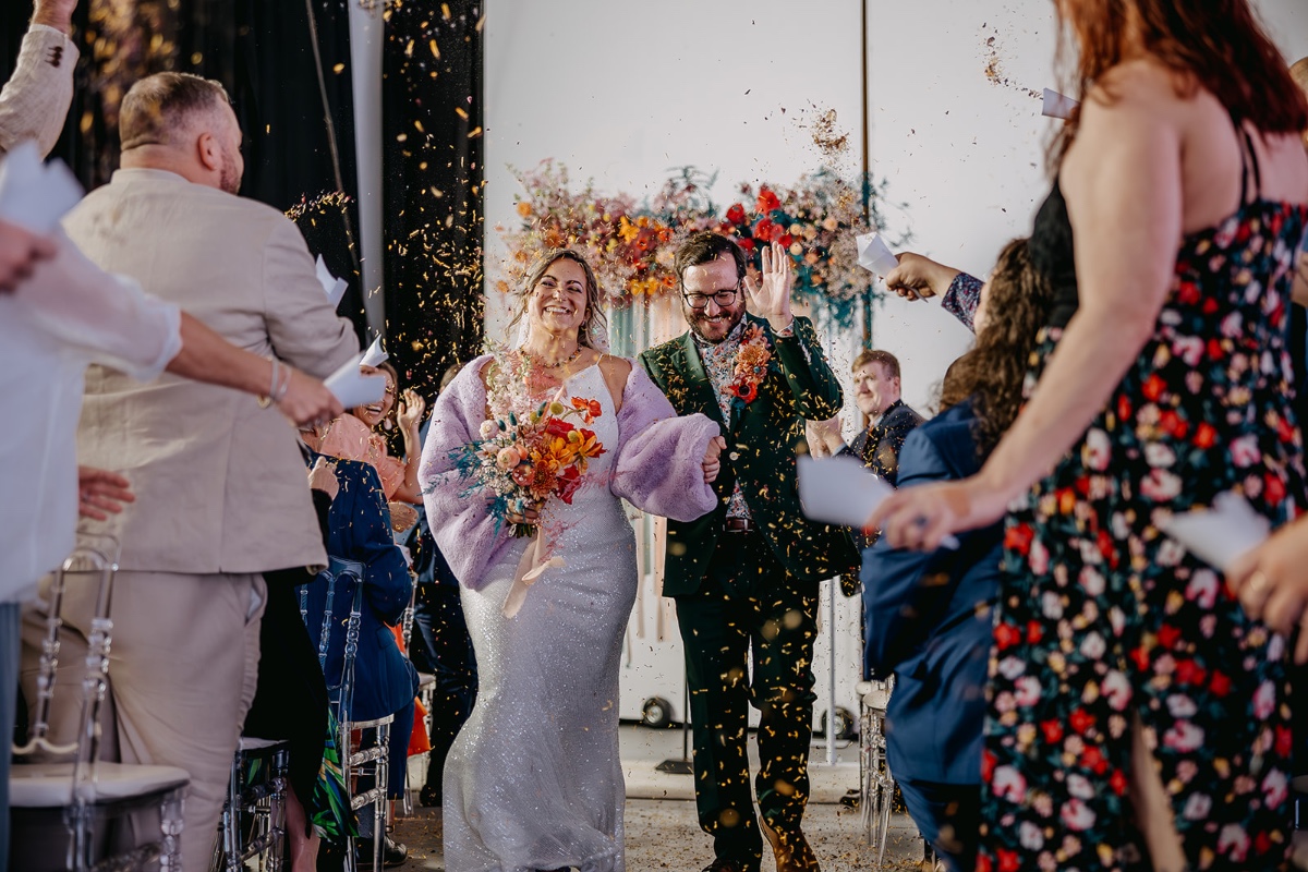 petal toss wedding exit