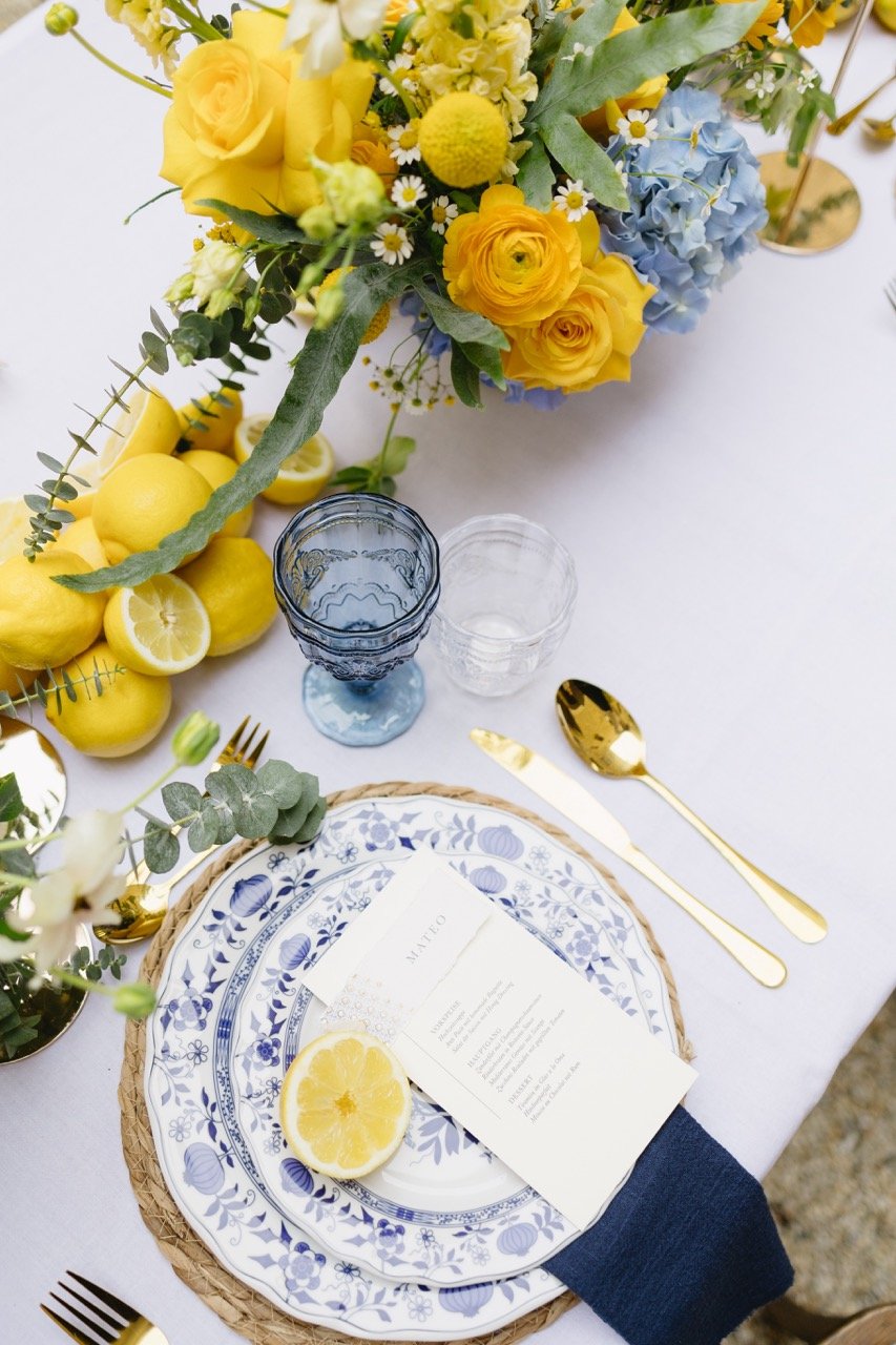 blue patterned Mediterranean plates