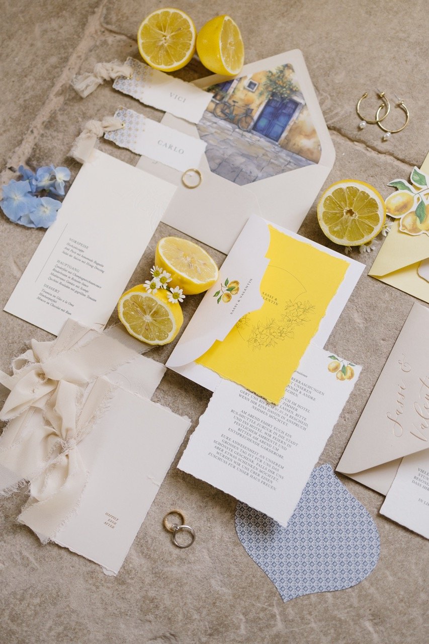 citrus-inspired wedding invitations