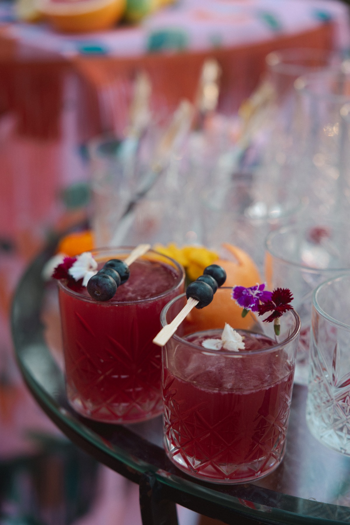 custom wedding drinks with flowers