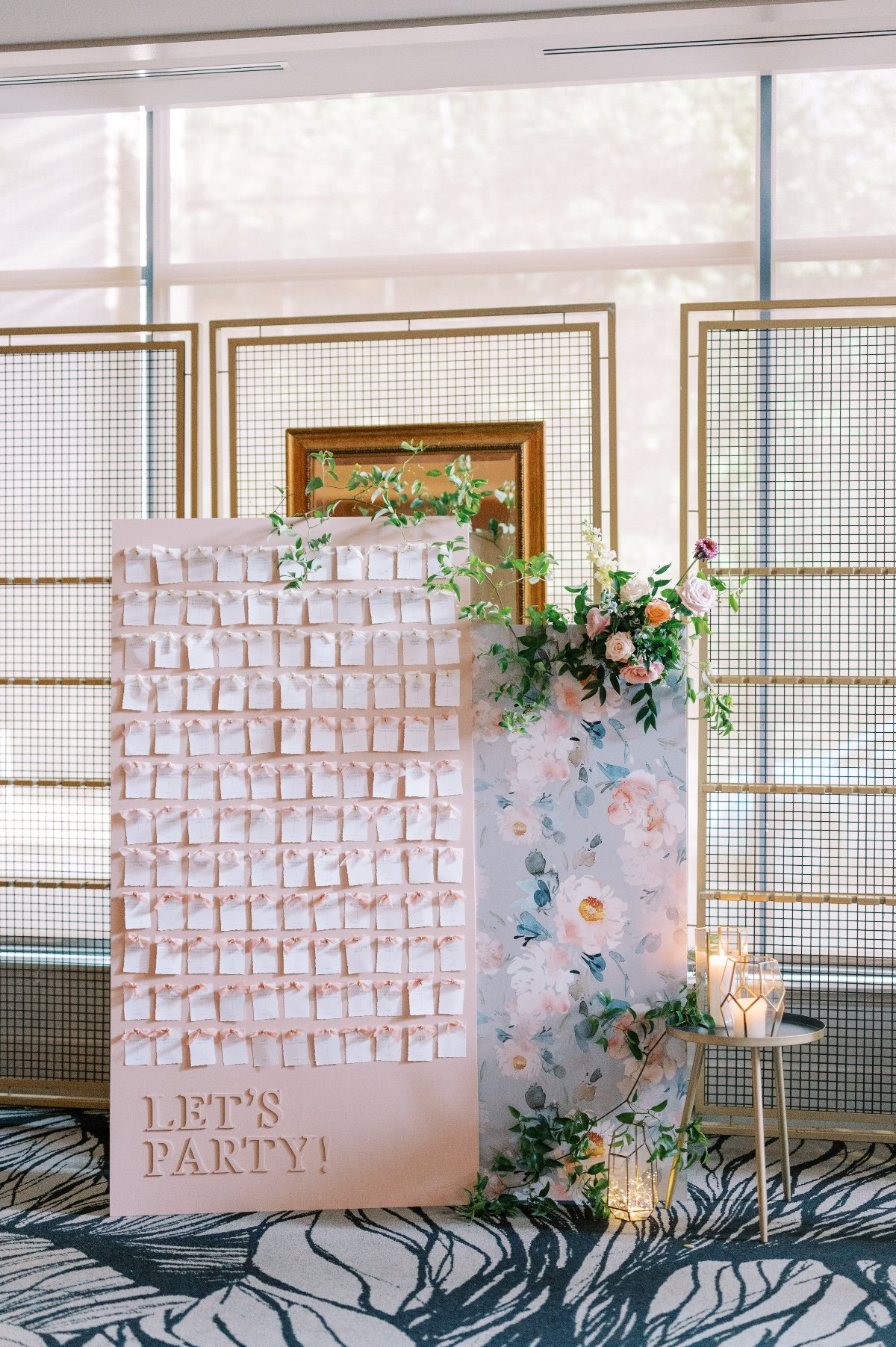 custom Let's Party!" escort card wall