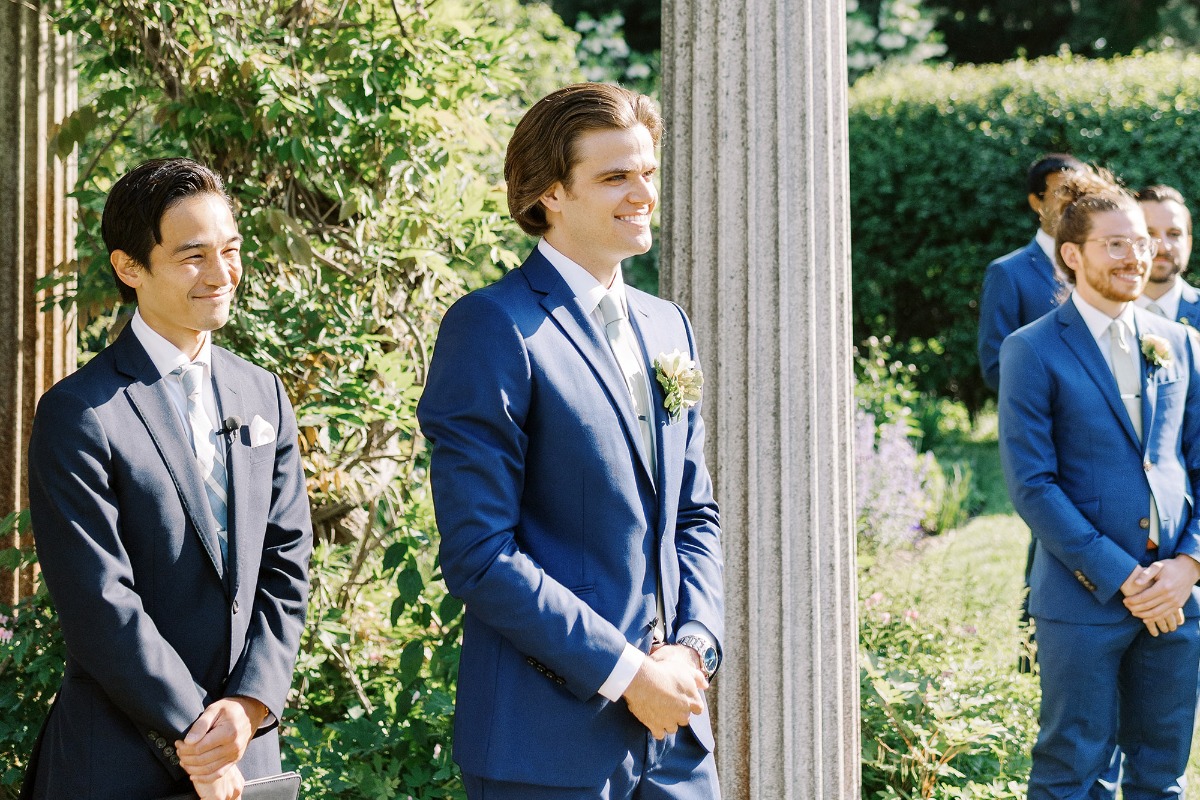 columns framing wedding ceremony 