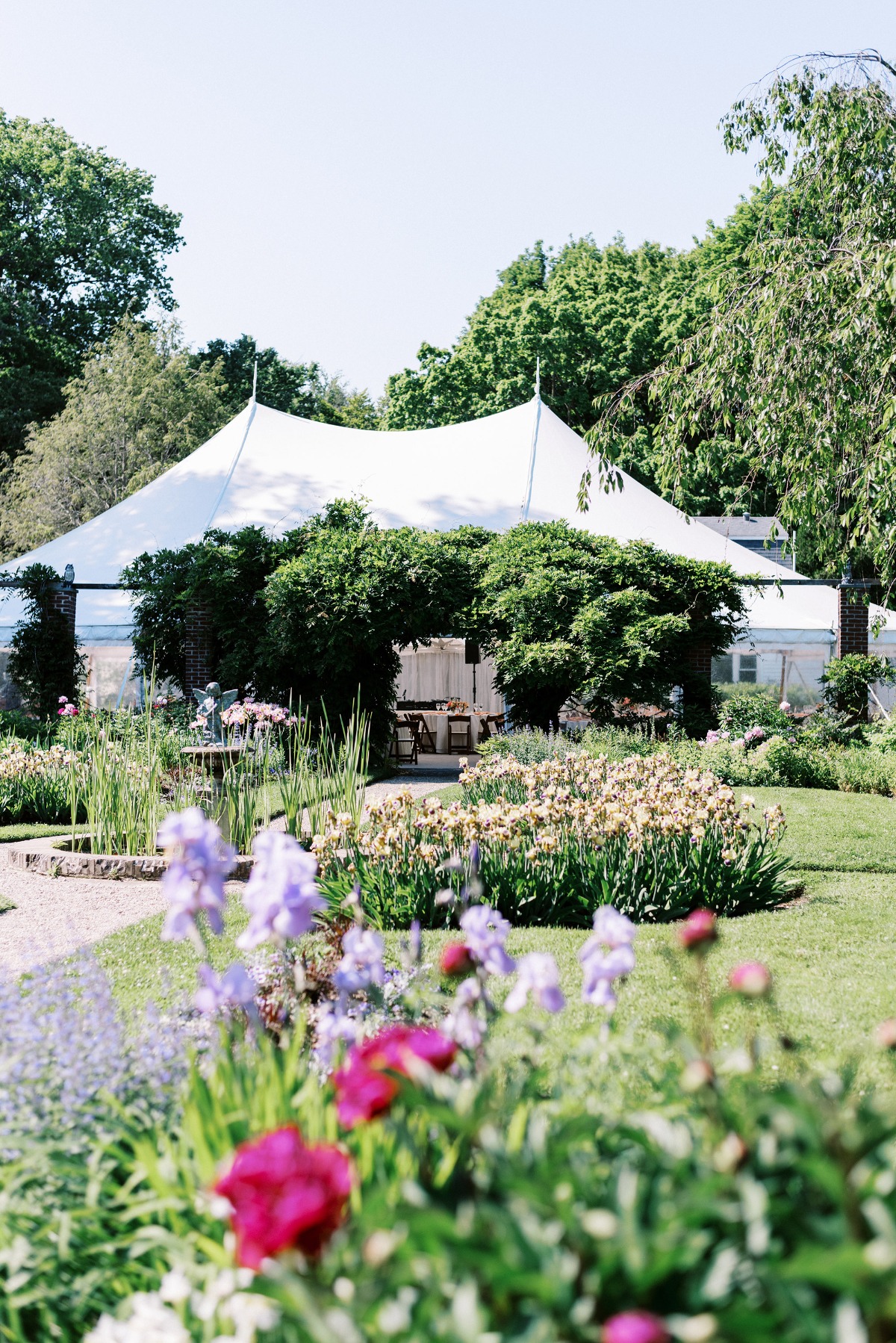 tented wedding reception in a garden