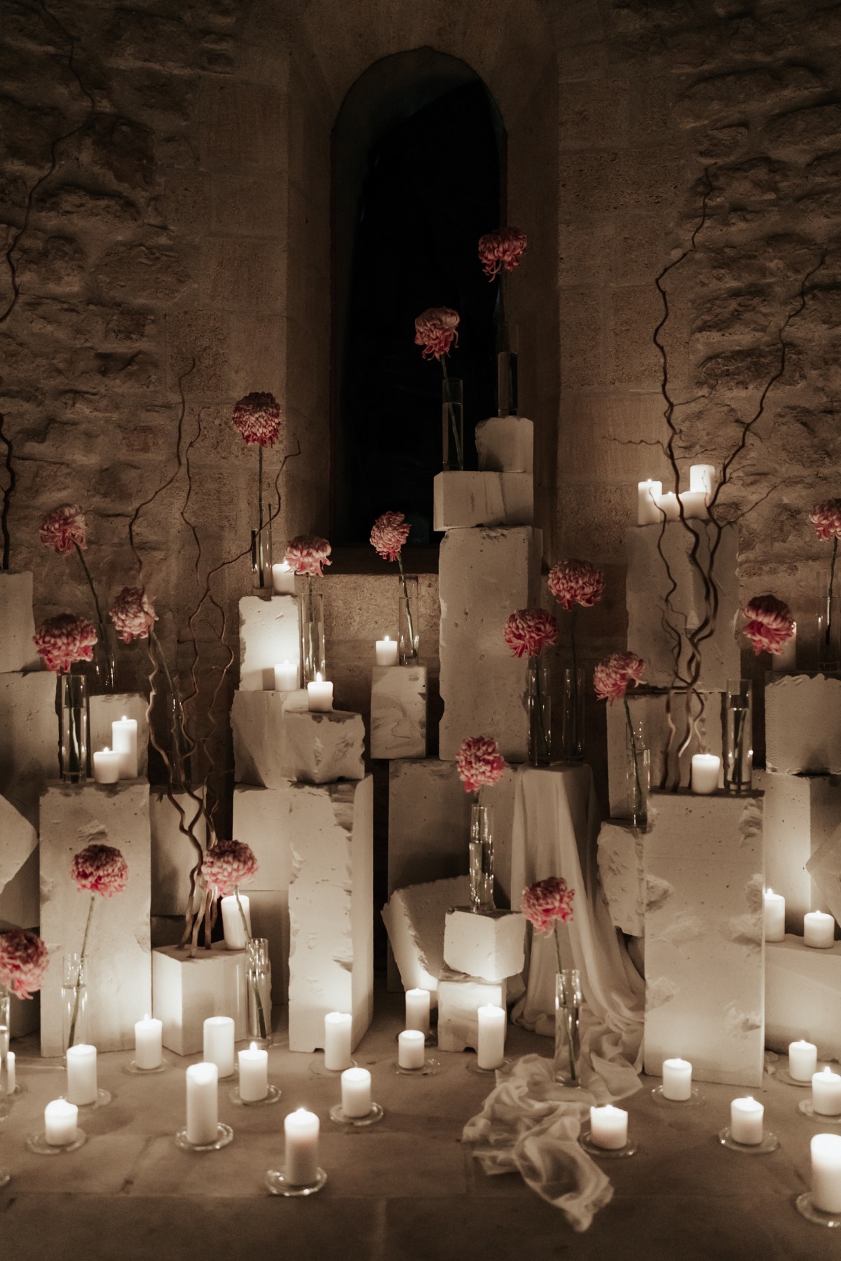 ceremony space covered in candles