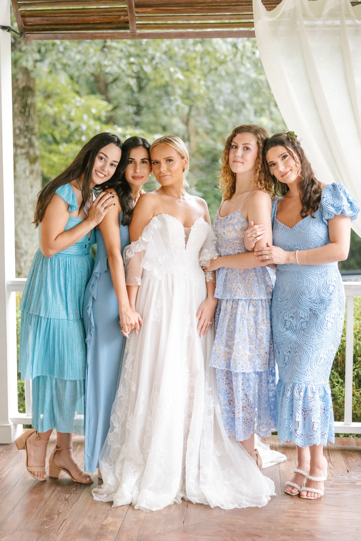 pastel blue bridesmaid dresses from rent the runway