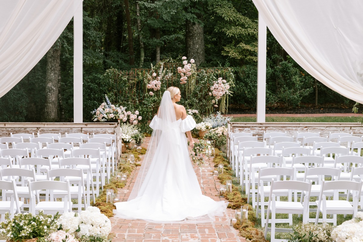 pastel garden wedding ceremony