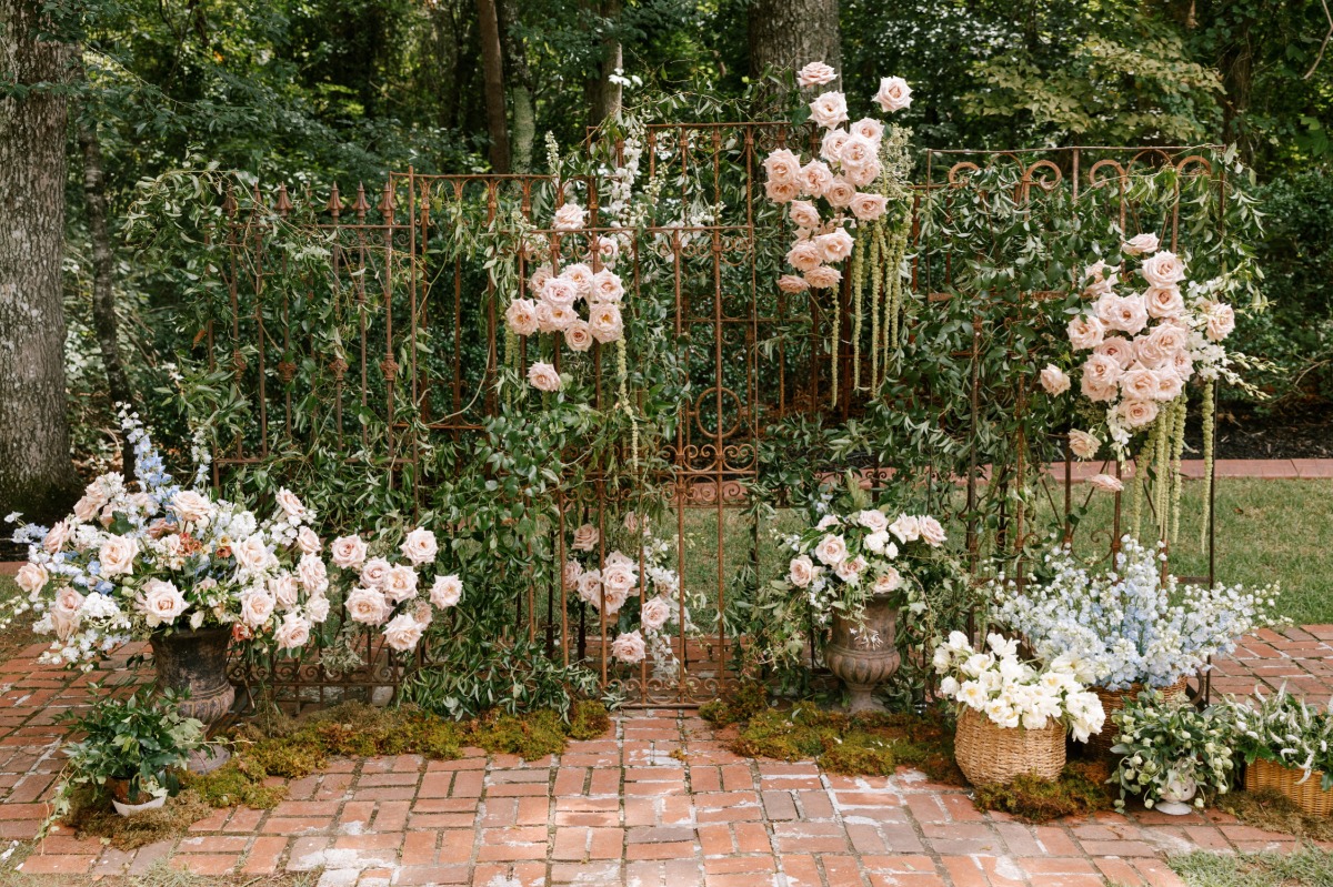 pastel wedding floral installation