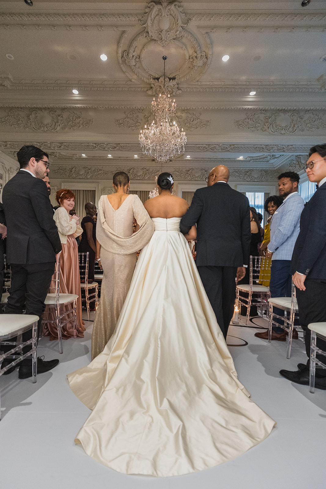 off-white wedding ballgown with train