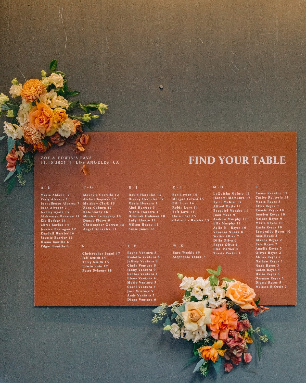 terracota escort card display