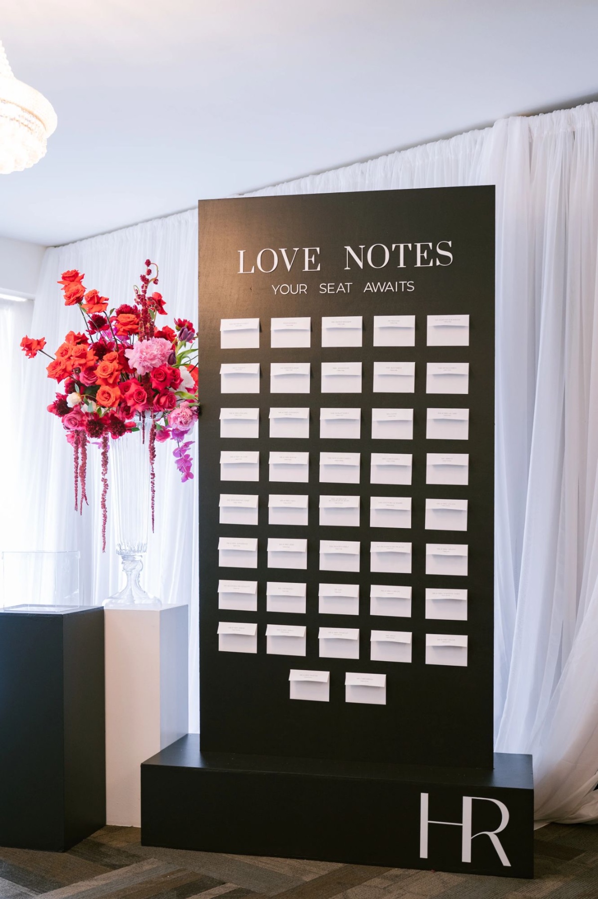 custom envelope black and white escort card display