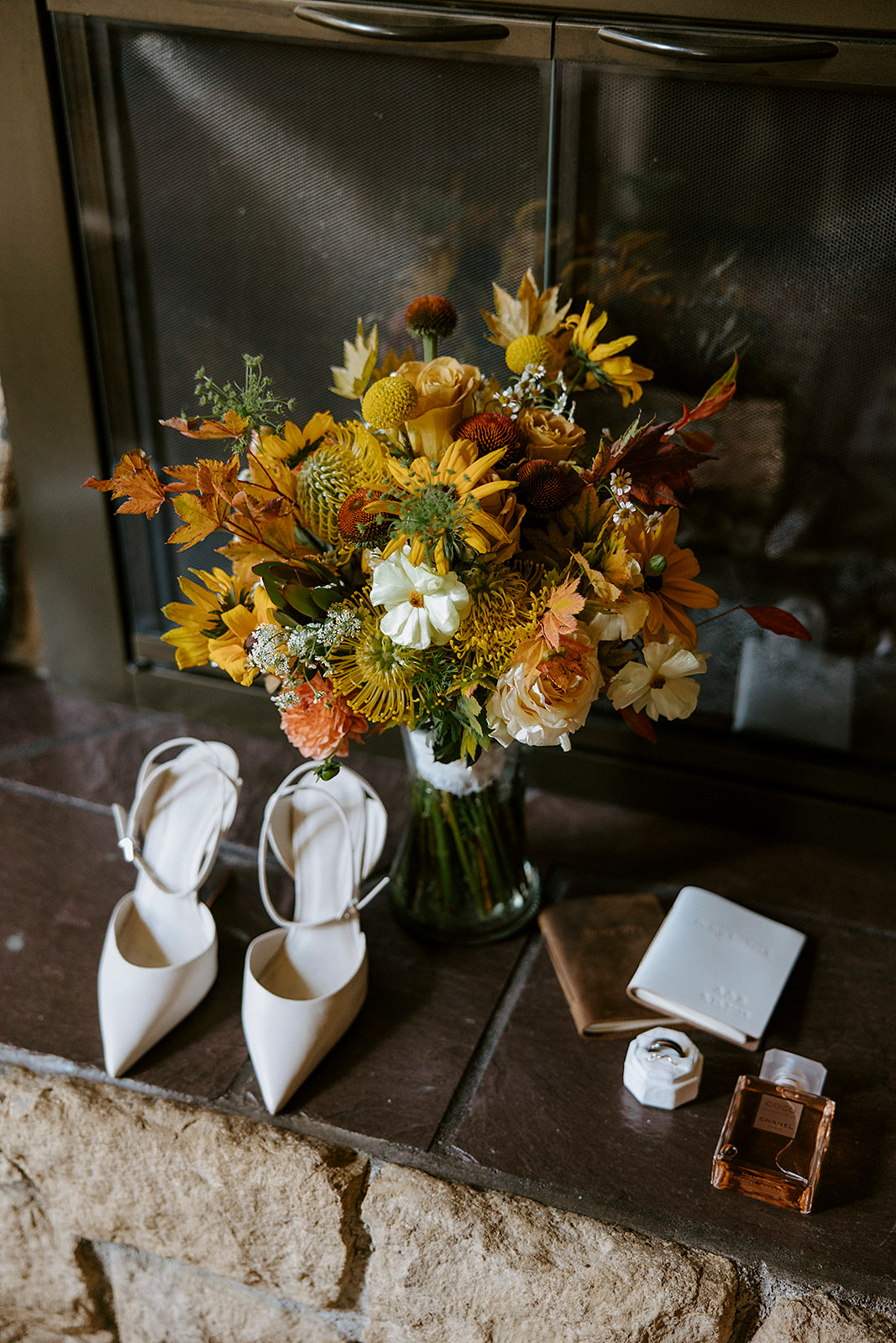 wildflower wedding bouquet in fall colors