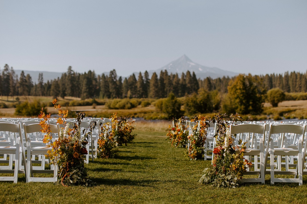 fall wedding ceremony in a meadow