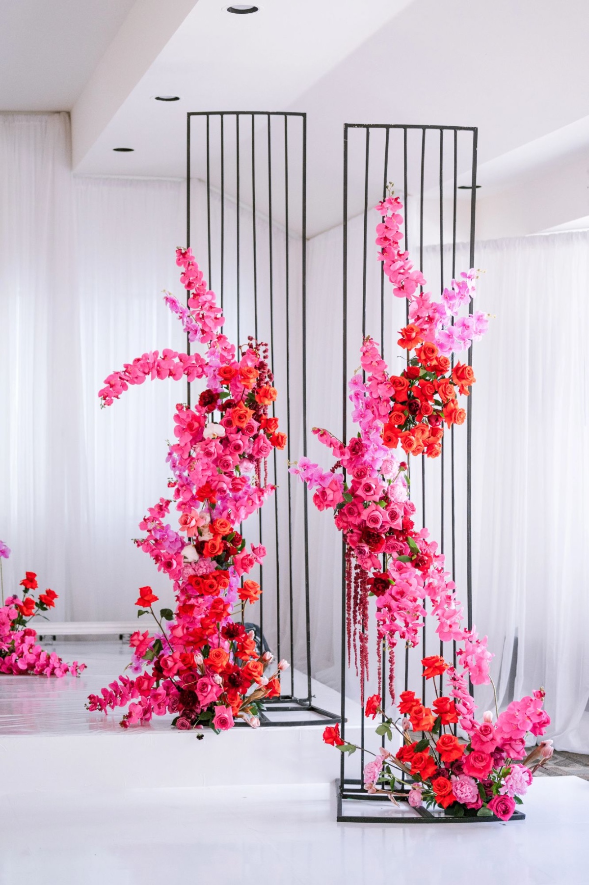 pink and red climbing wedding flowers