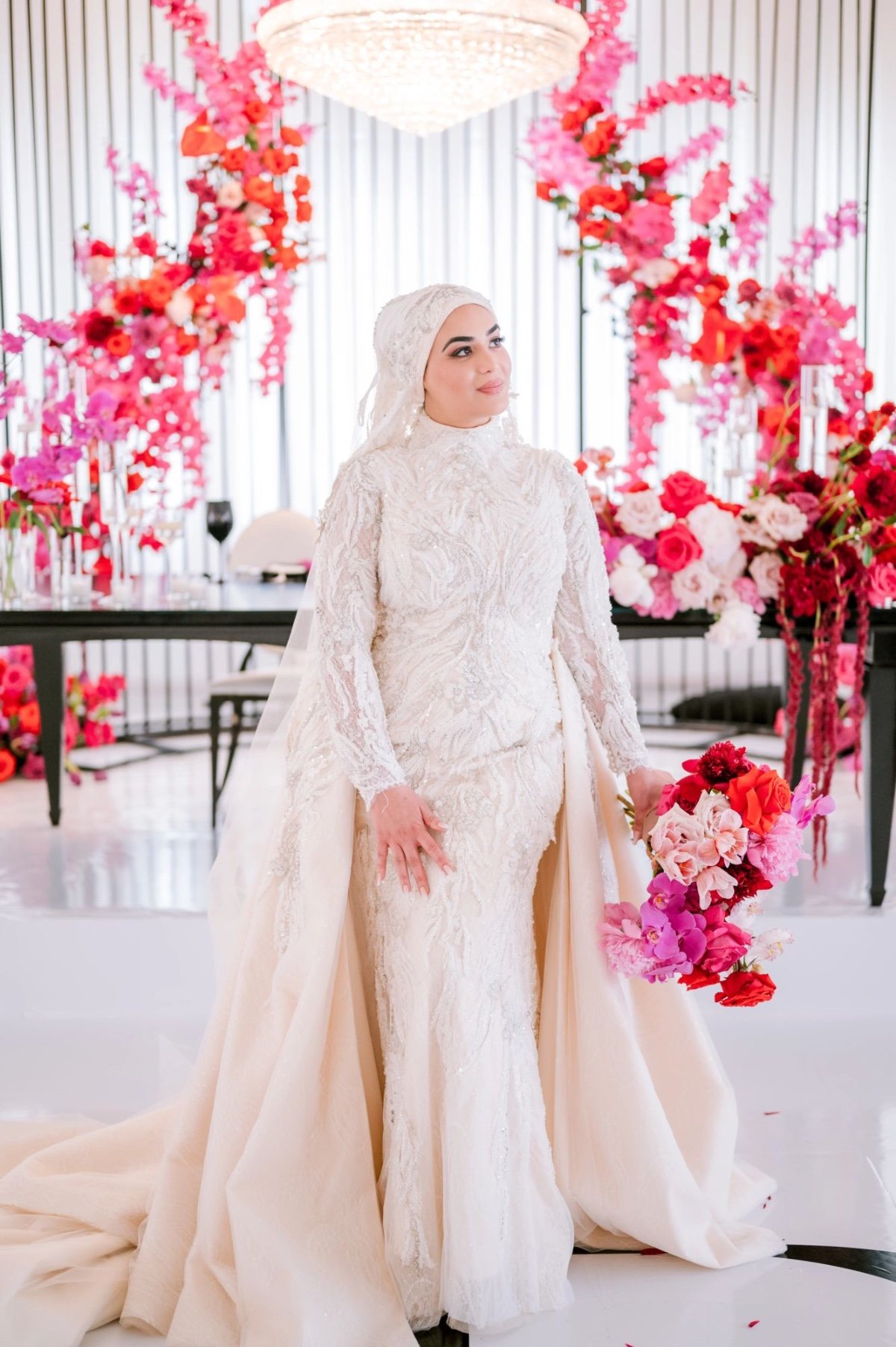 traditional muslim wedding dress in champagne