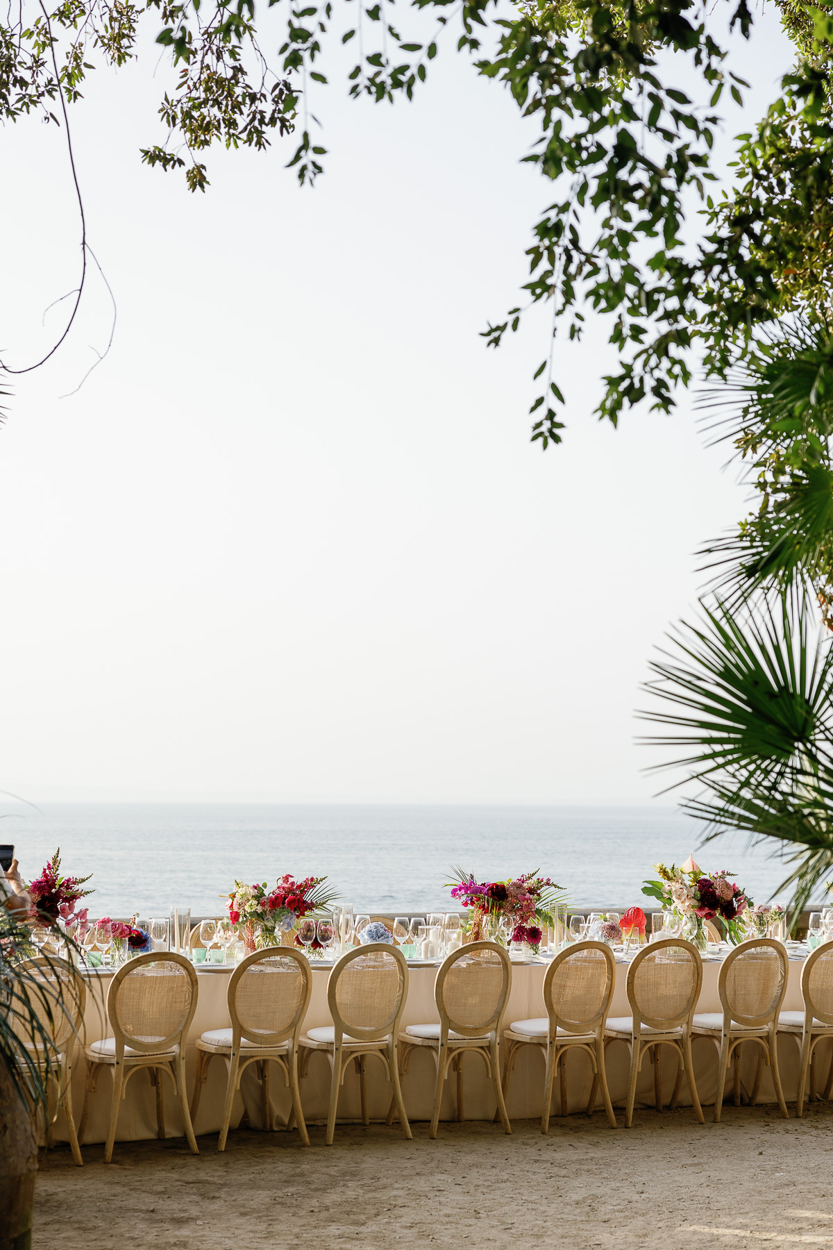 extra-long banquet tables for wedding reception