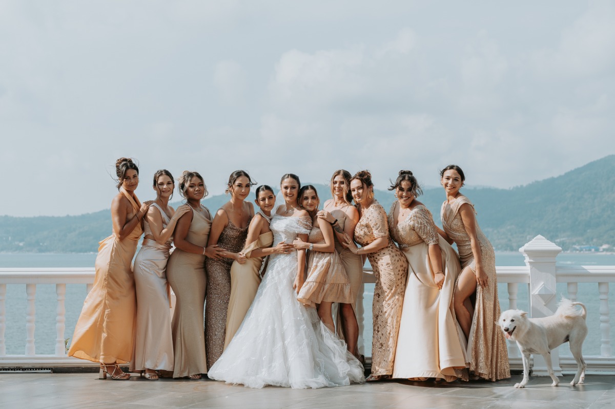 mix and match champagne bridesmaid dresses