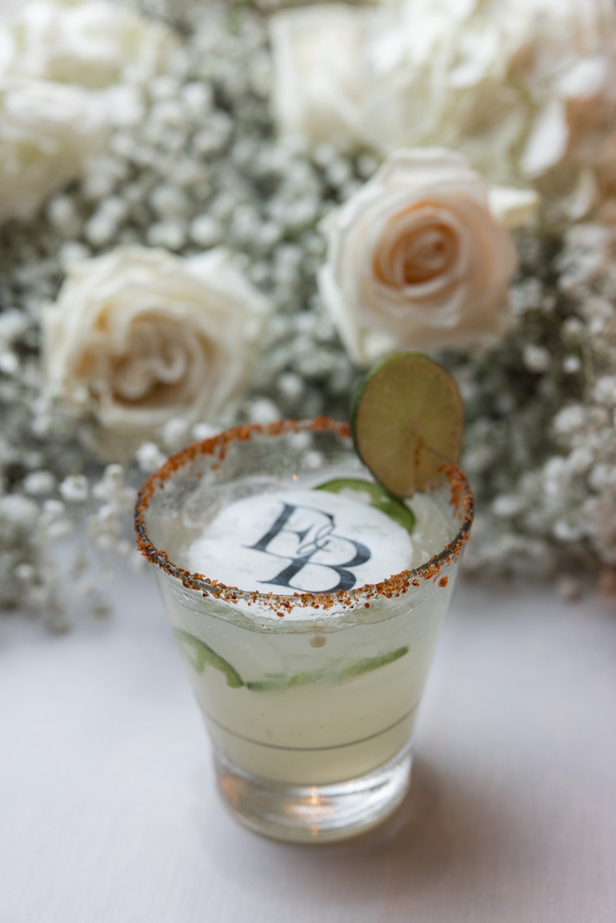 edible monograms for drinks at wedding