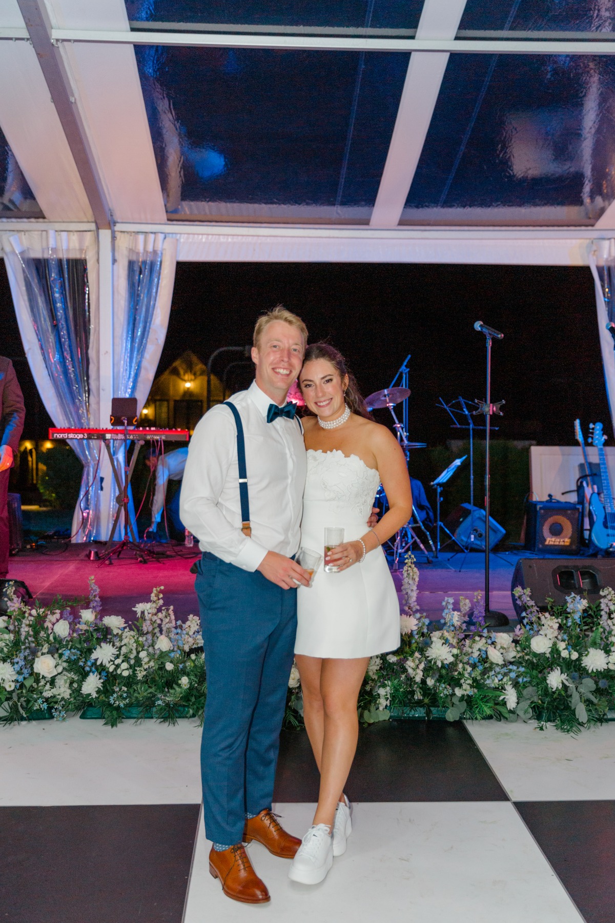 bride in mini dress for reception