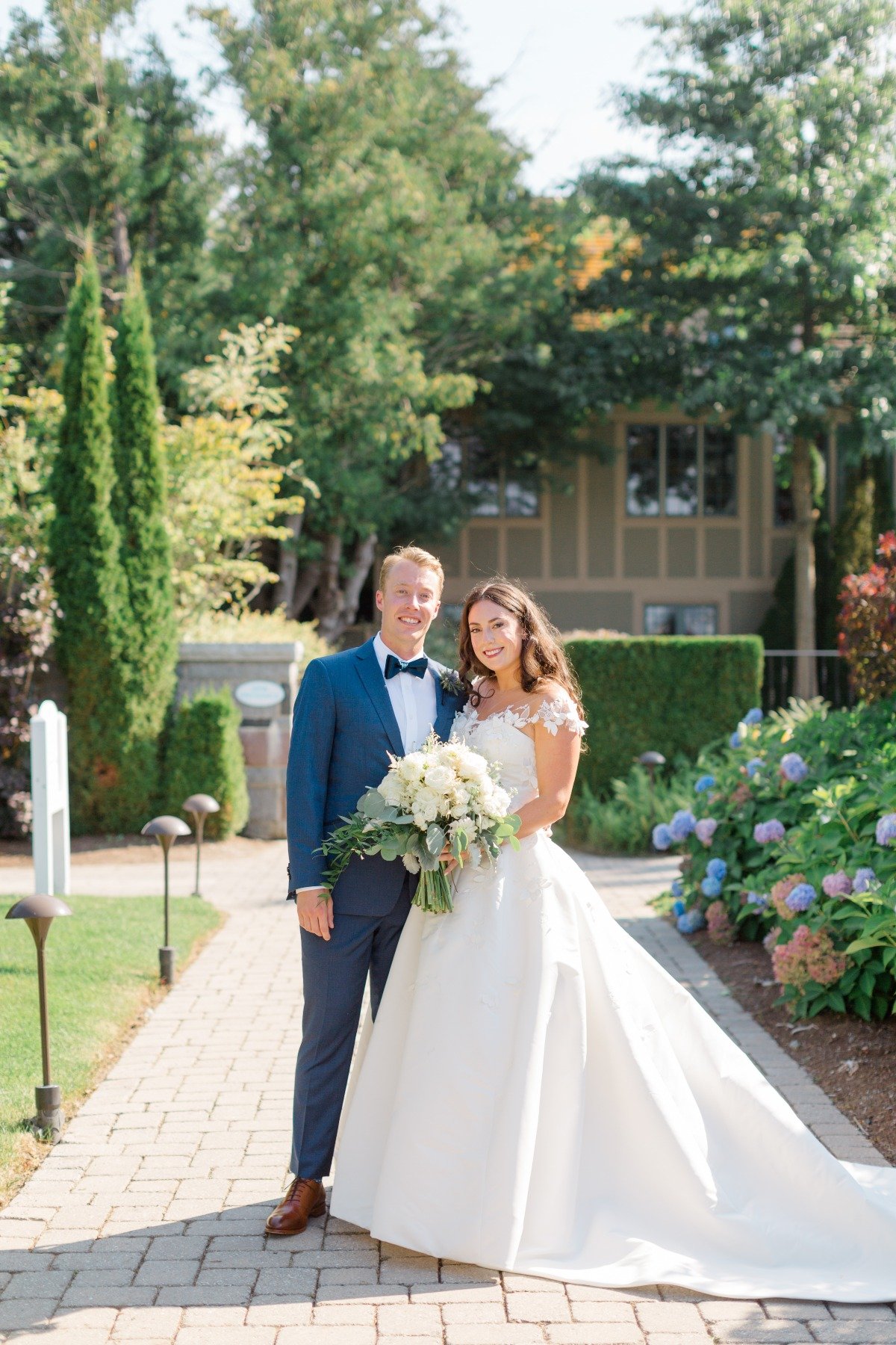 white purple and blue wedding in maine