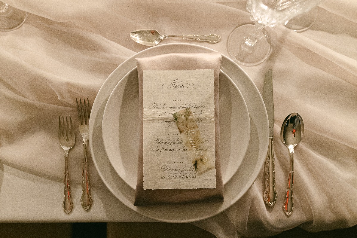 linen paper wedding menus