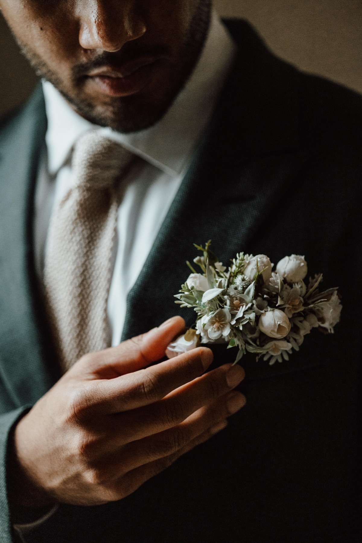 Lush and large groom's boutonniere 