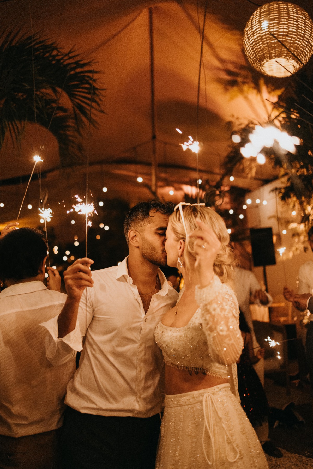 Grand sparkler exit and luxury Tulum reception 