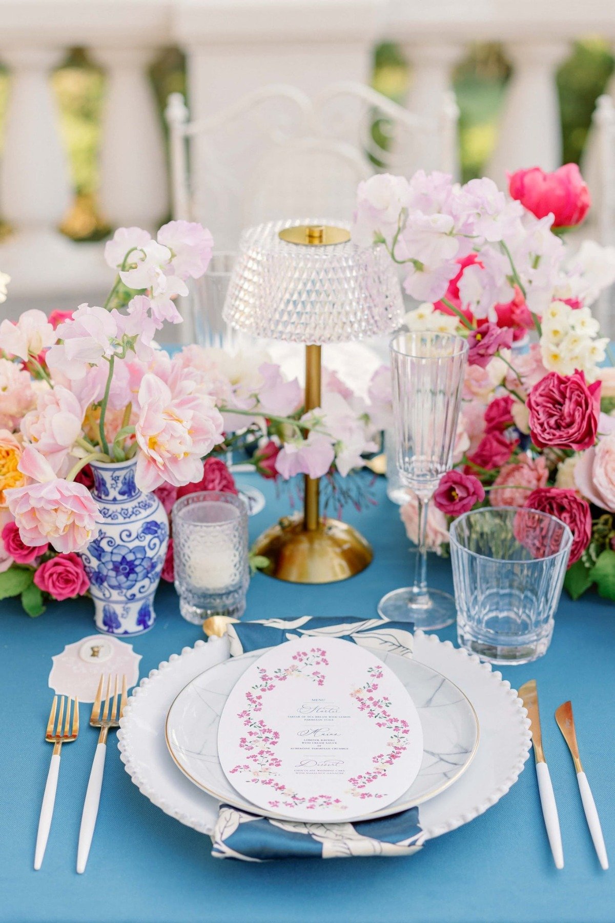 pink and blue wedding reception ideas