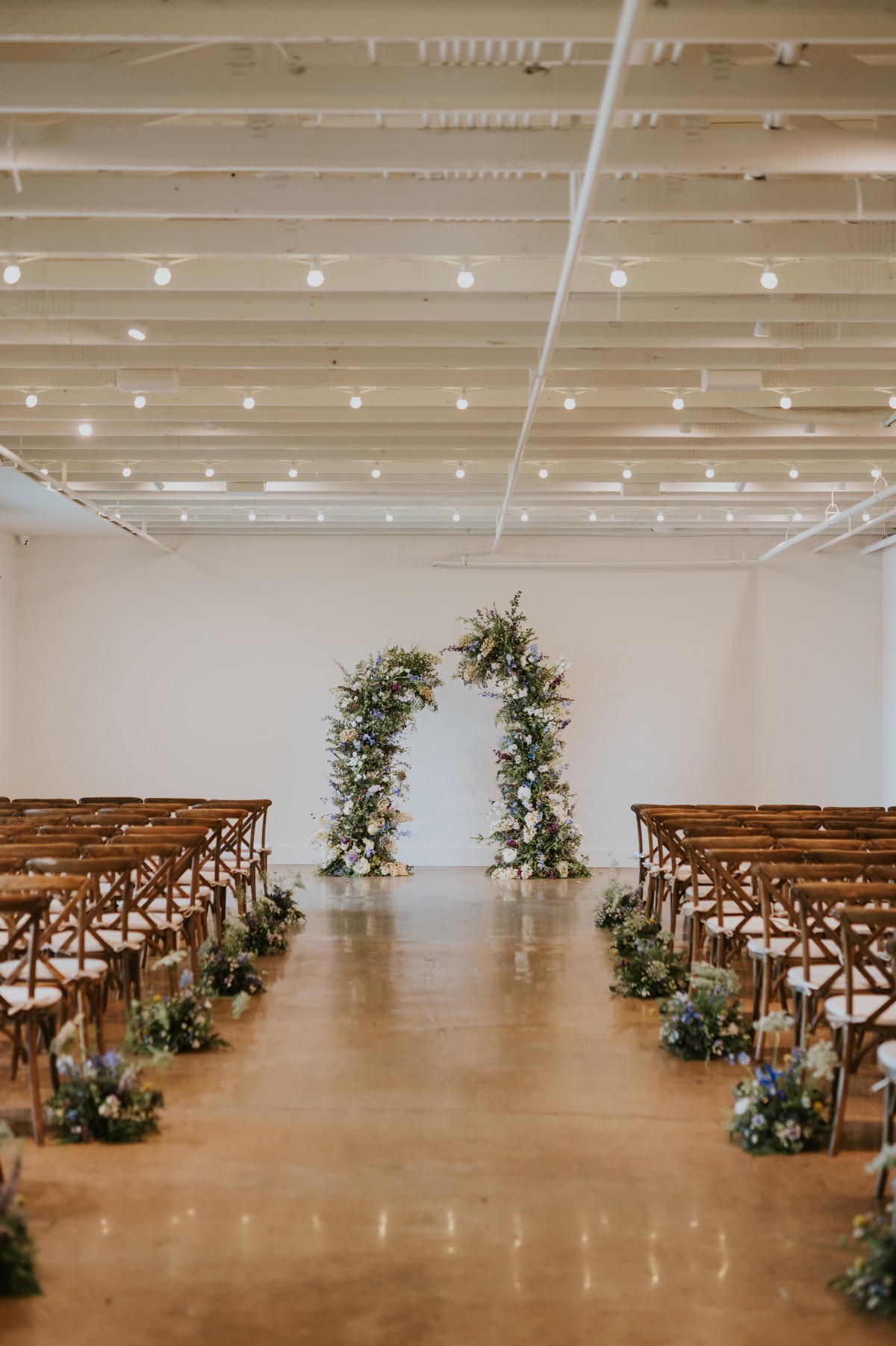 purple indigo white and green floral columns