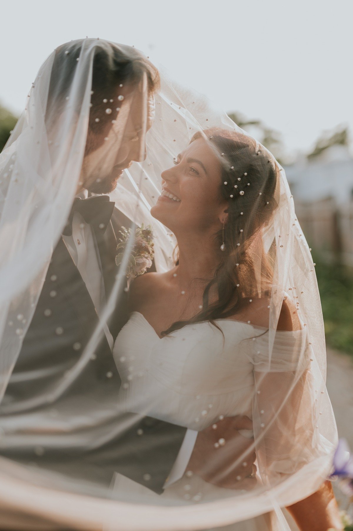 pearl accented wedding veil