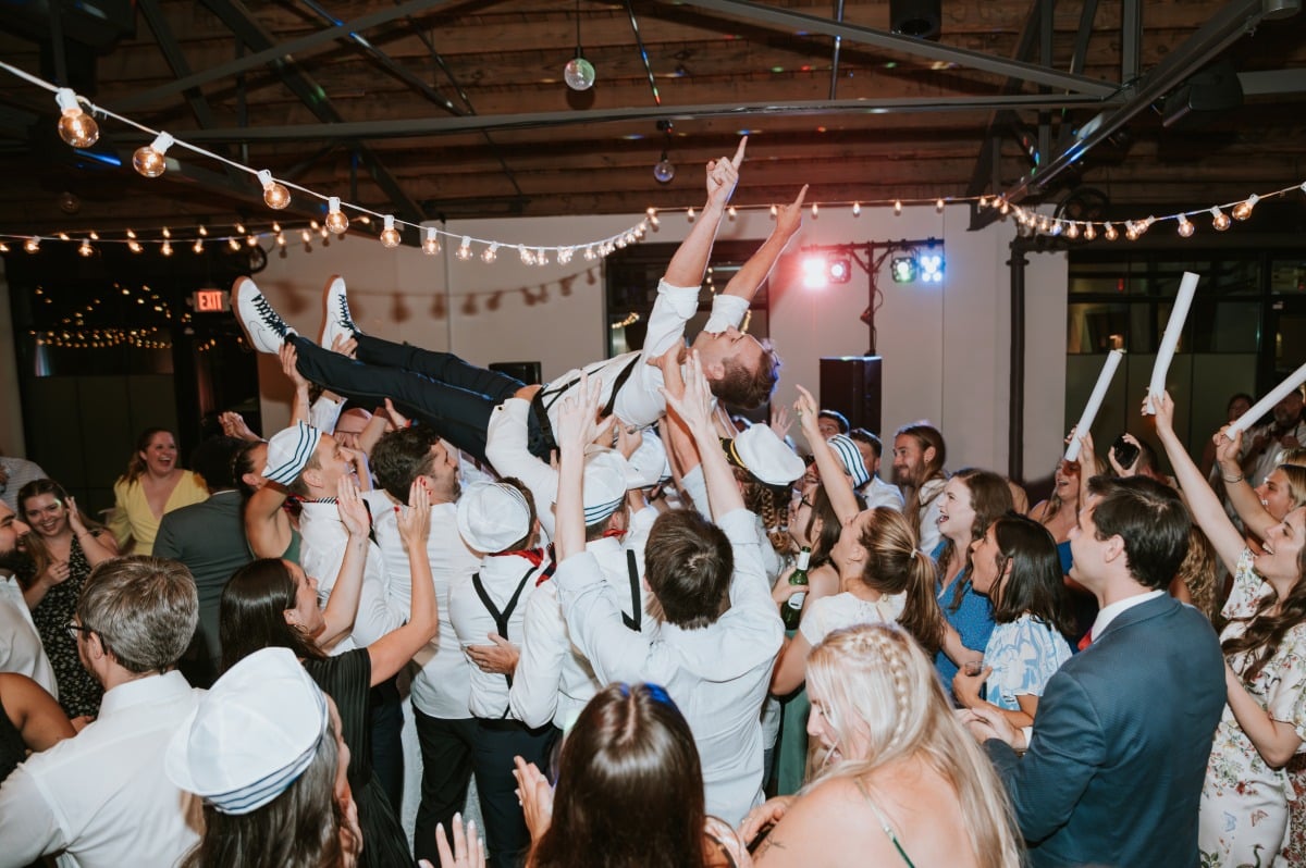 wedding reception crowd-surfing