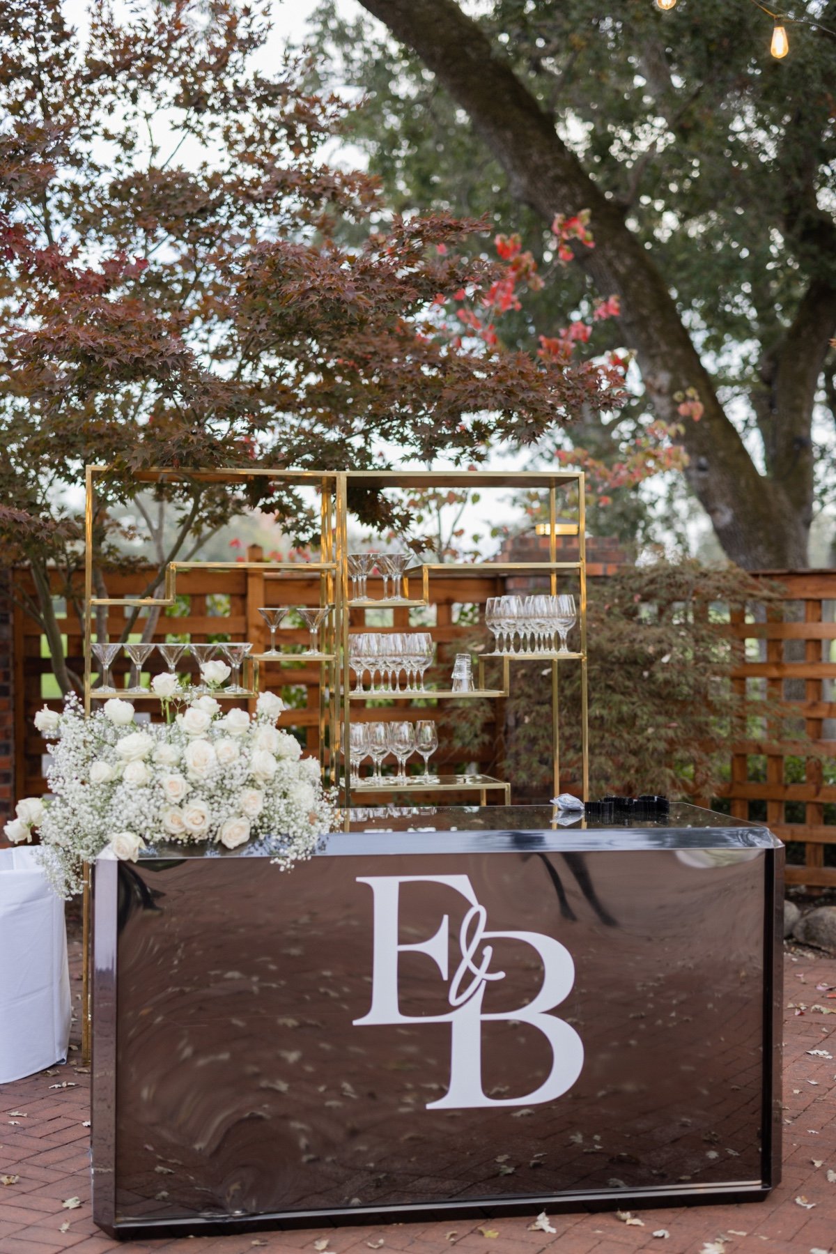 custom monogrammed bar for cocktail hour