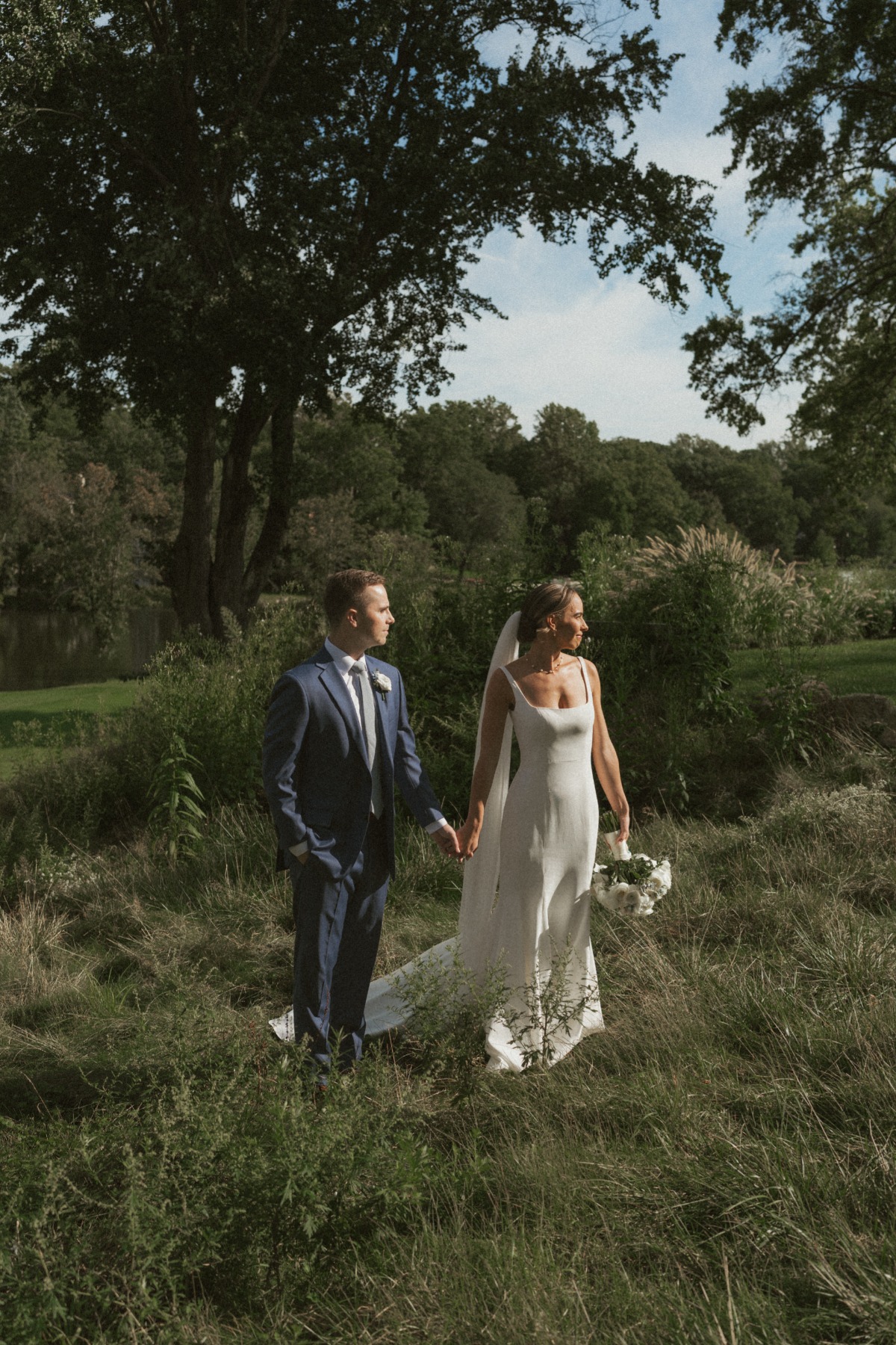 minimalist crepe wedding gown