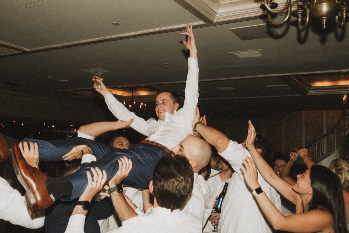 wedding reception crowd surfing