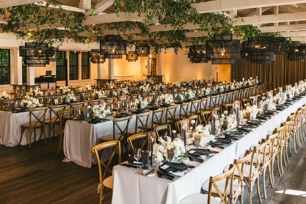 black reception place settings