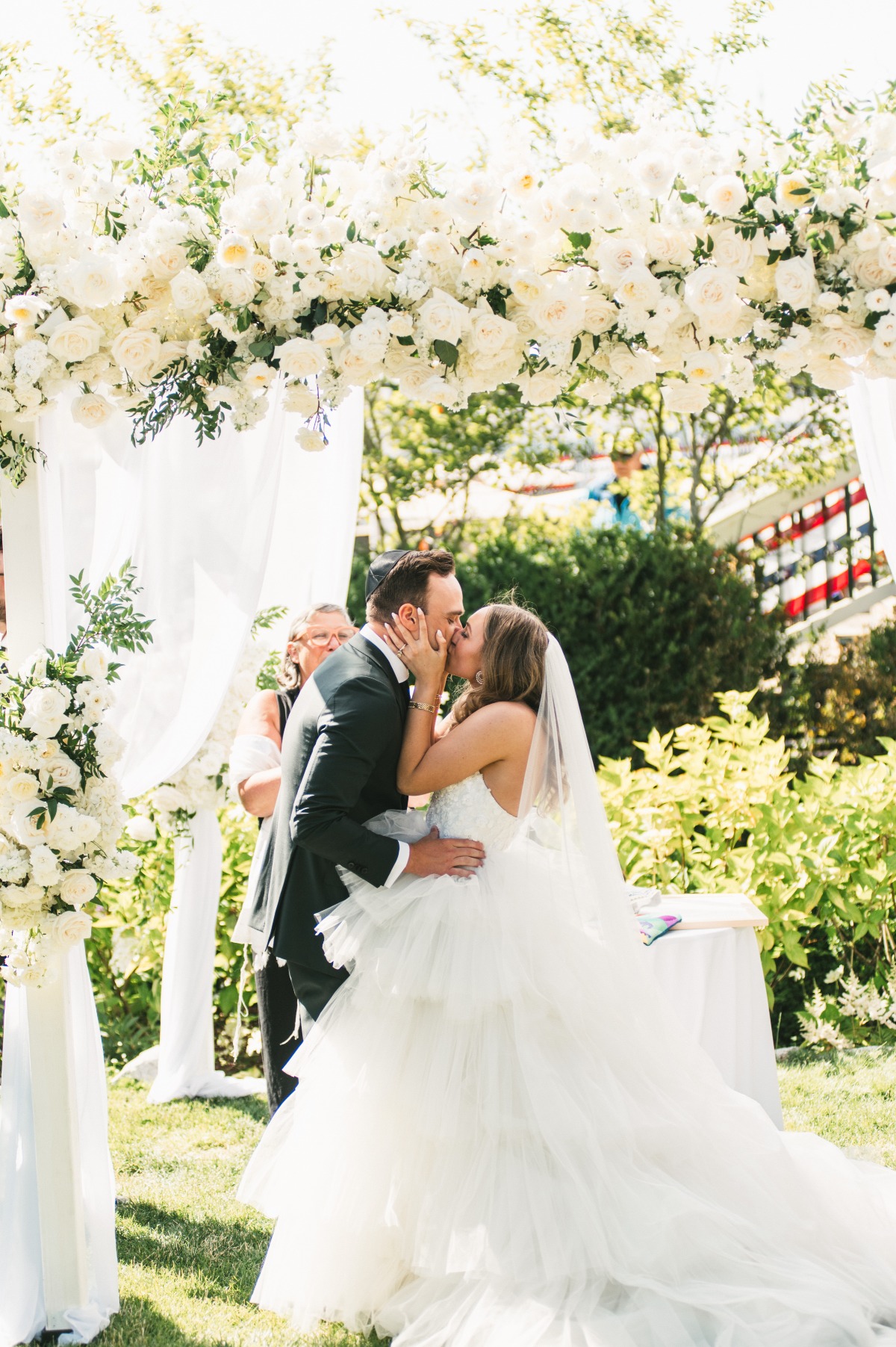 all white rose chuppah