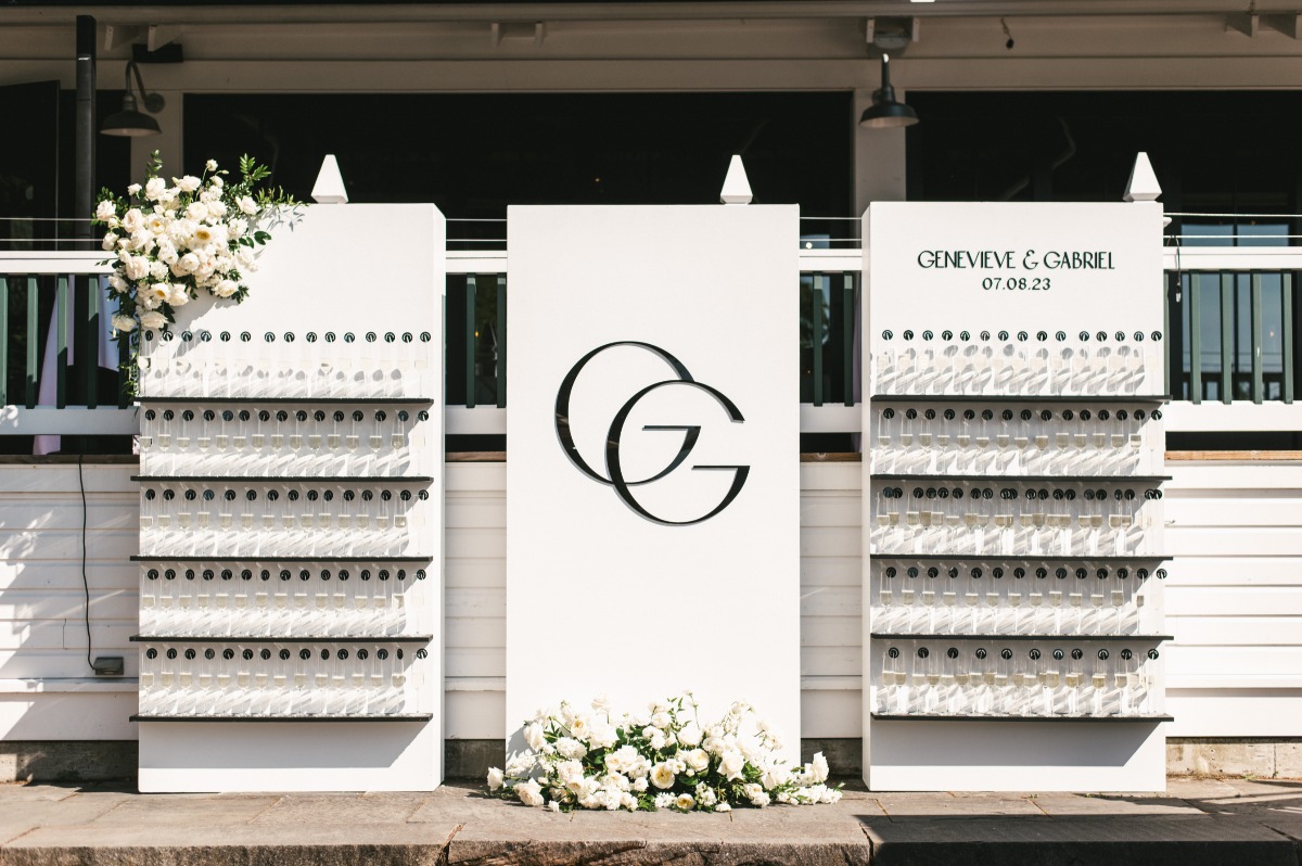 modern monogrammed champagne wall