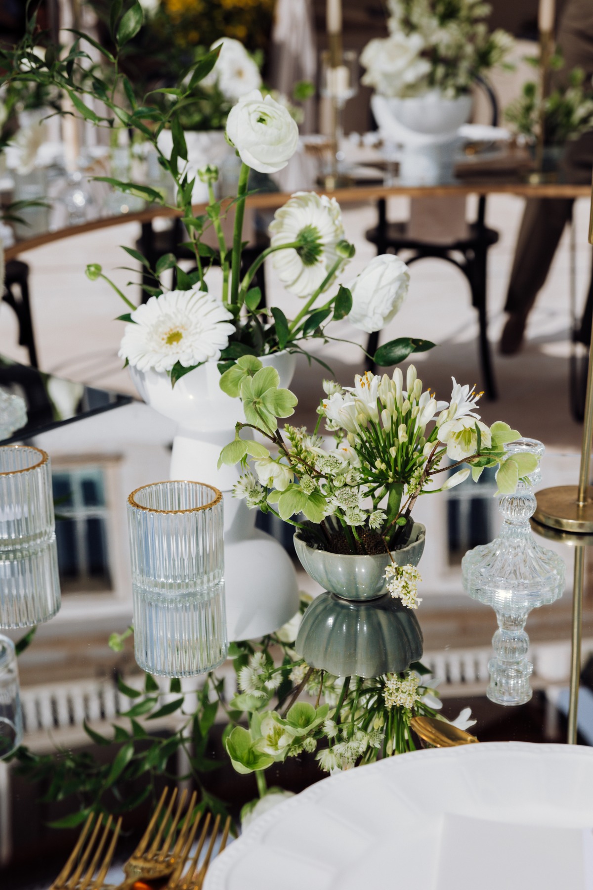 whimsical white wedding centerpieces