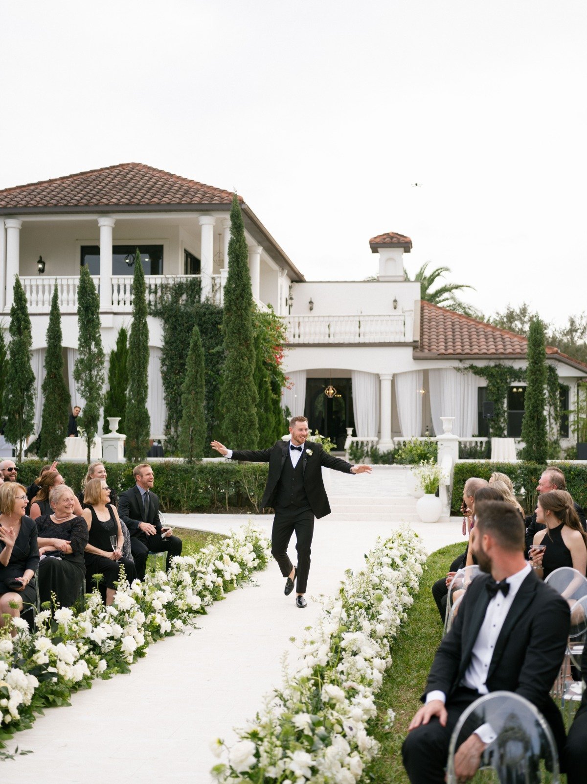 white wedding aisle