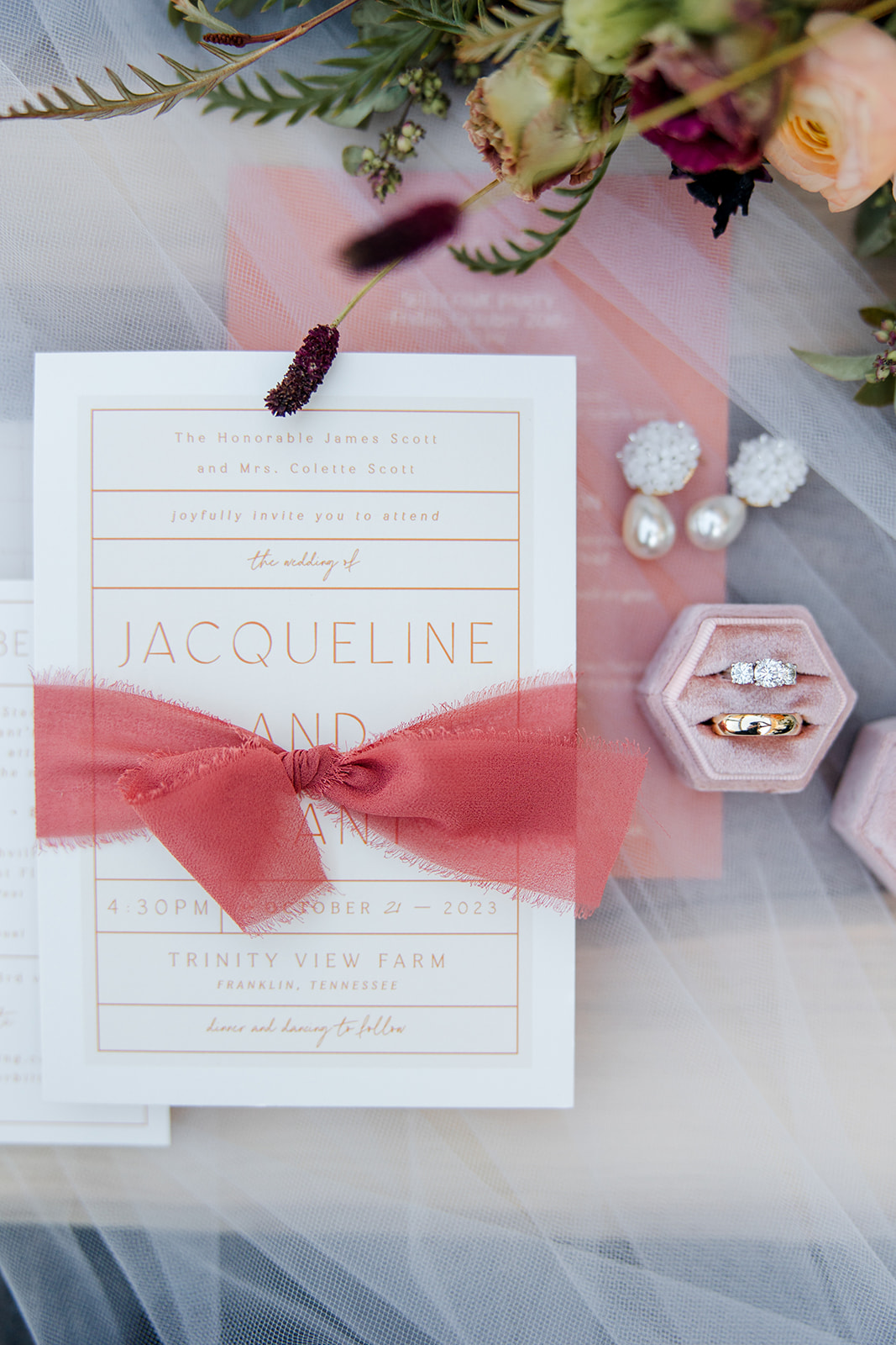 terracota and coral wedding invitations