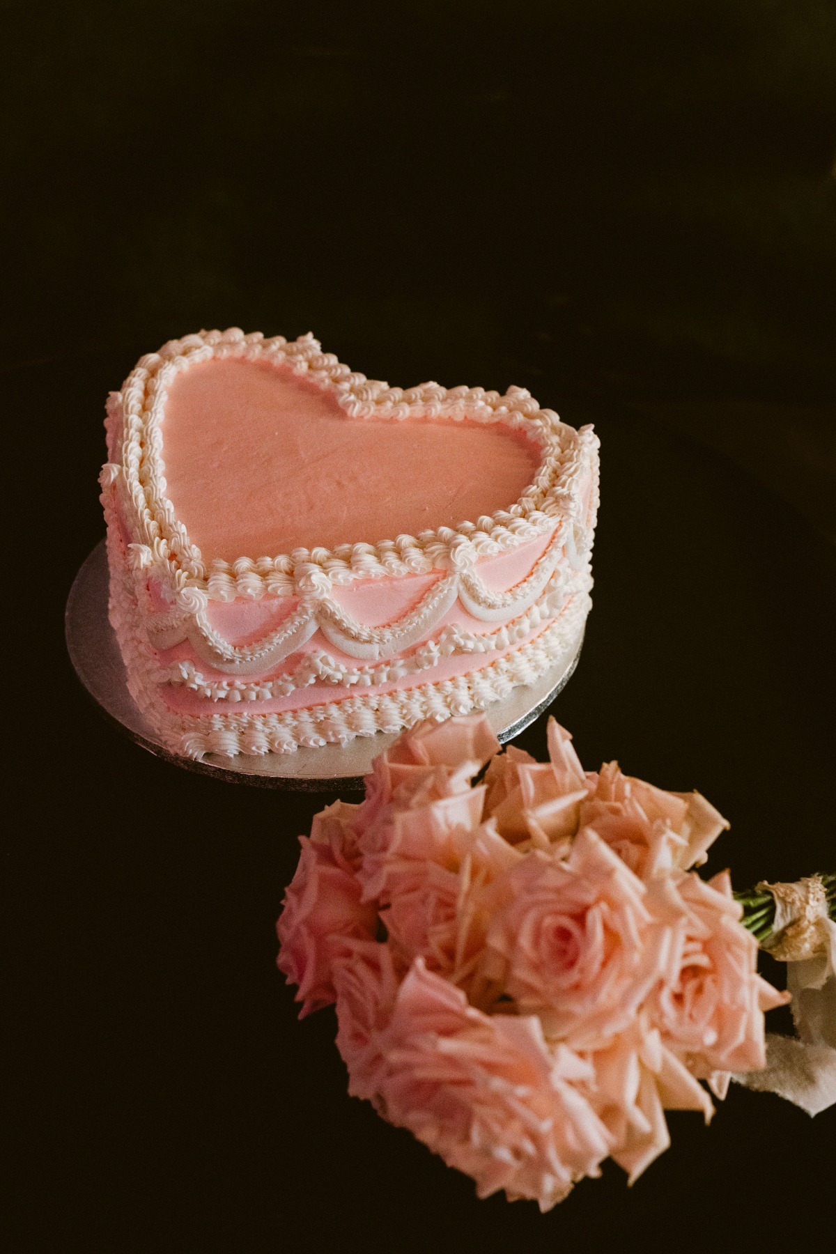 small heart-shaped wedding cake