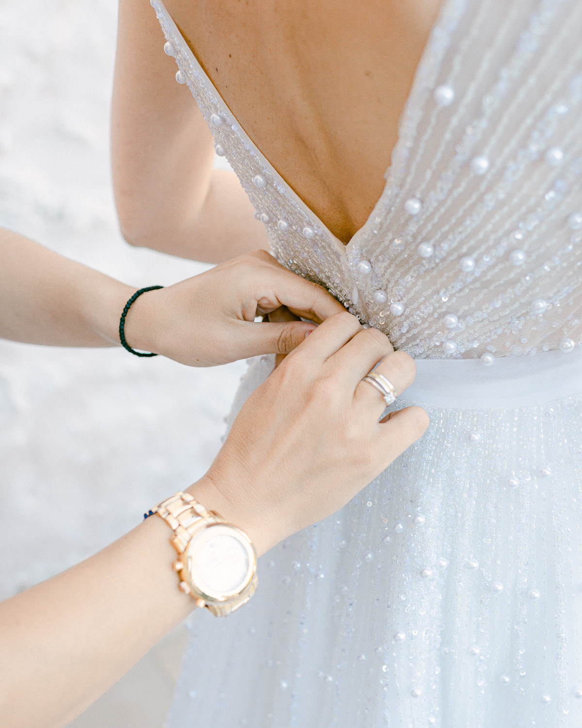 bride in custom beaded gown