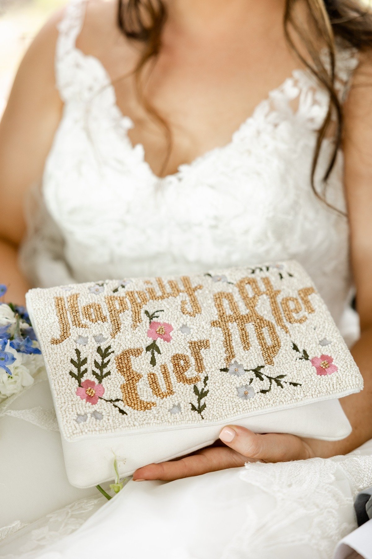 happily ever after beaded clutch for wedding