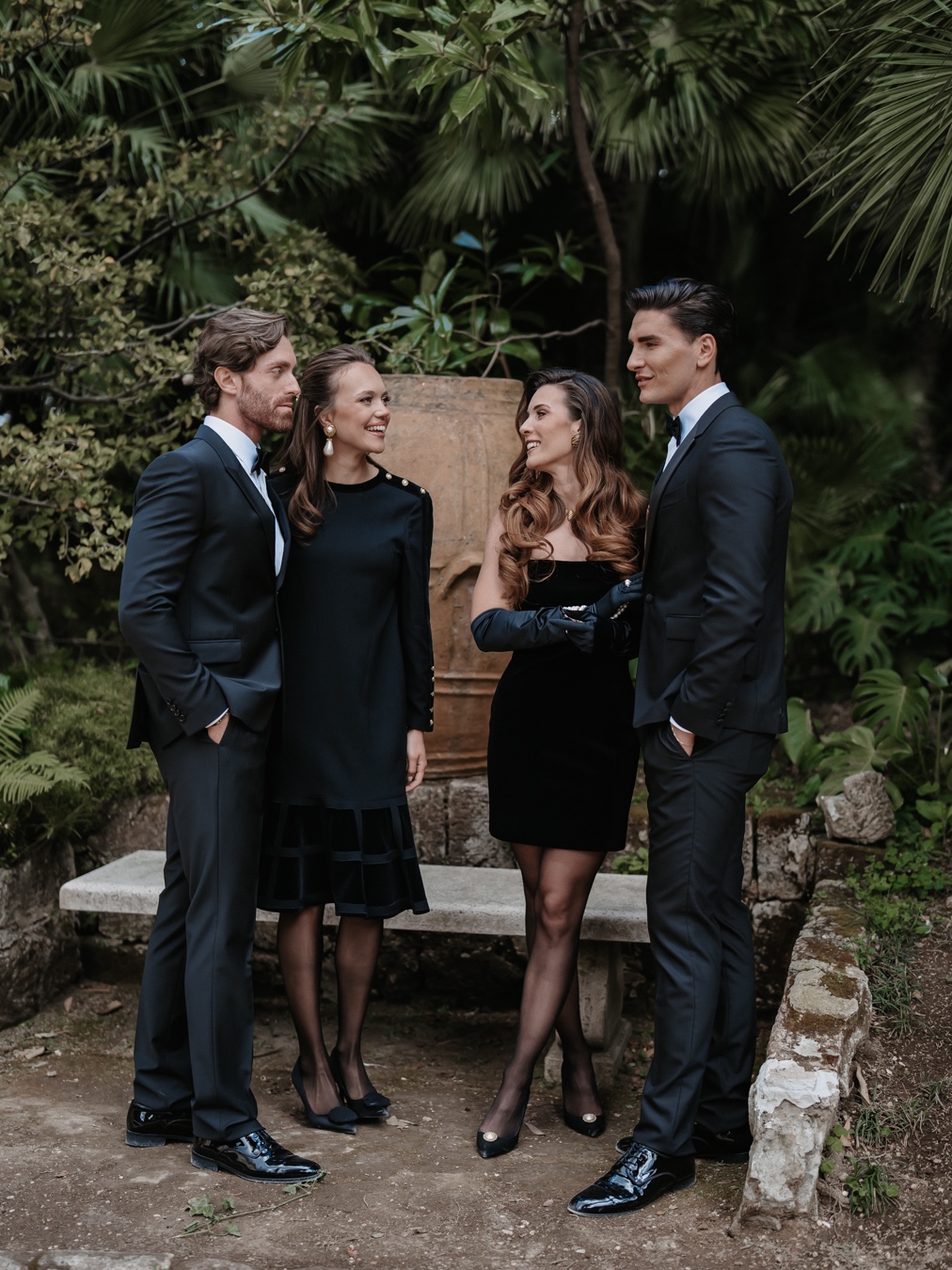 wedding guests in all black