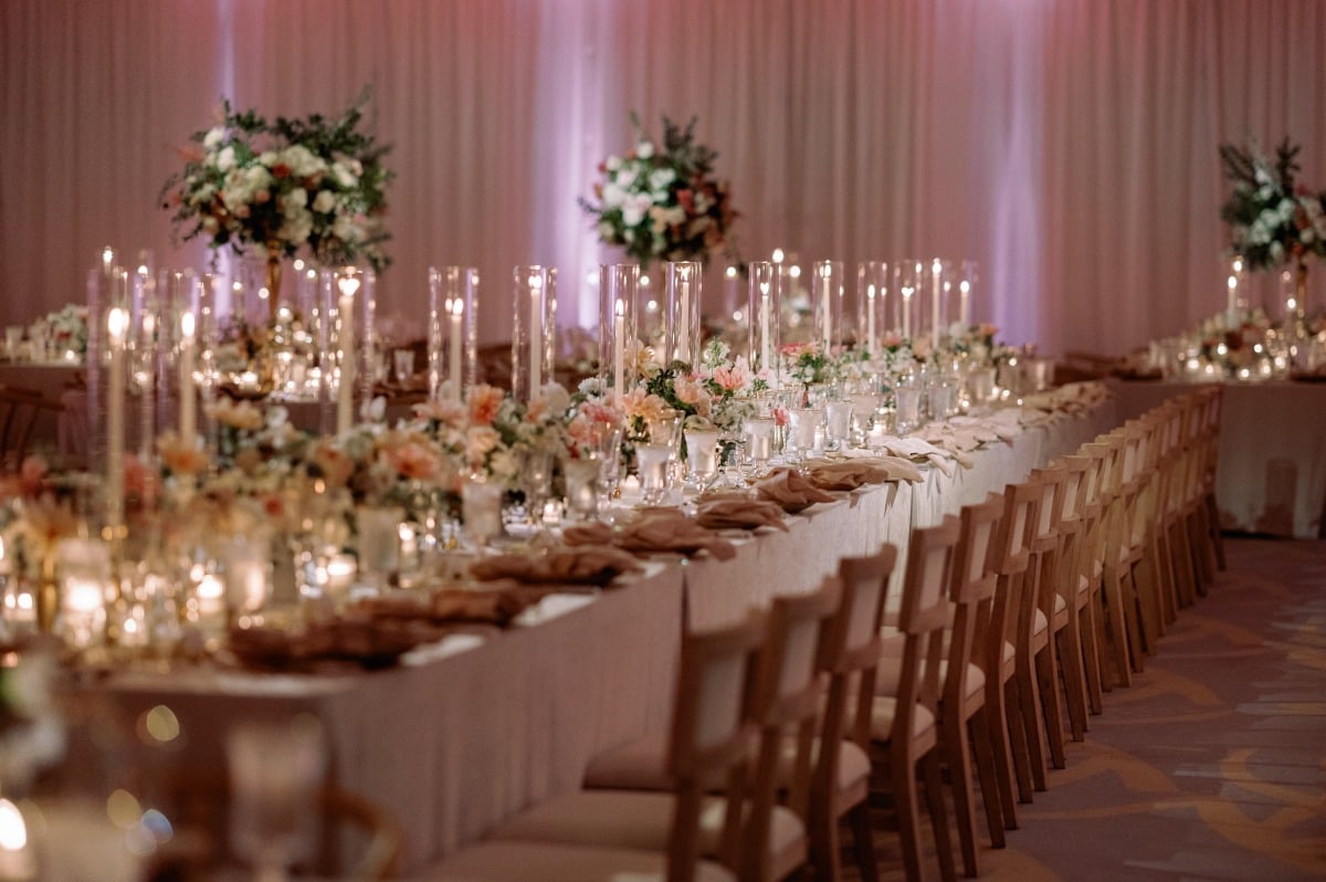 blush and bronze reception ideas